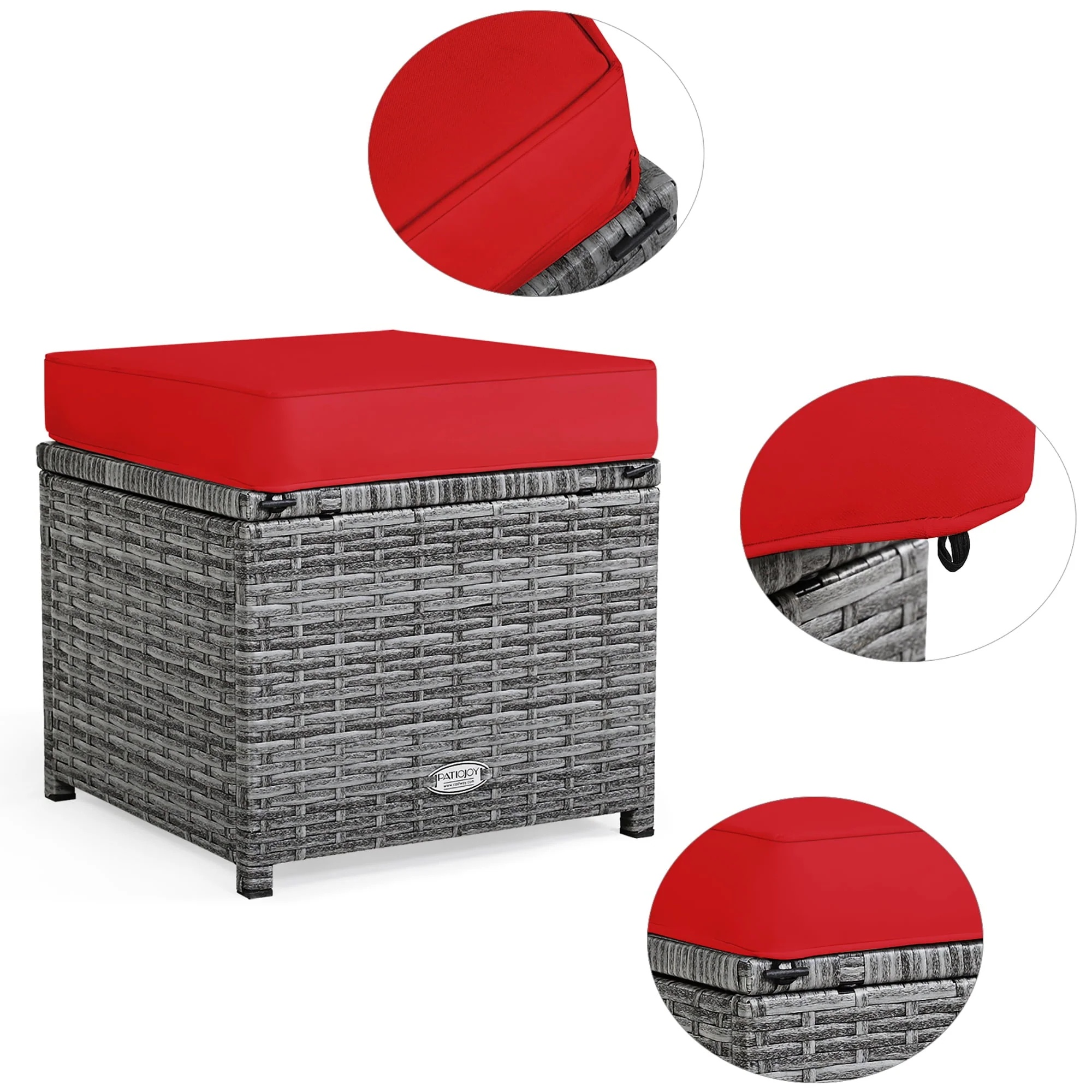 Costway 7 PCS Patio Rattan Dining Set Sectional Sofa Couch Ottoman Garden Red - Image 16