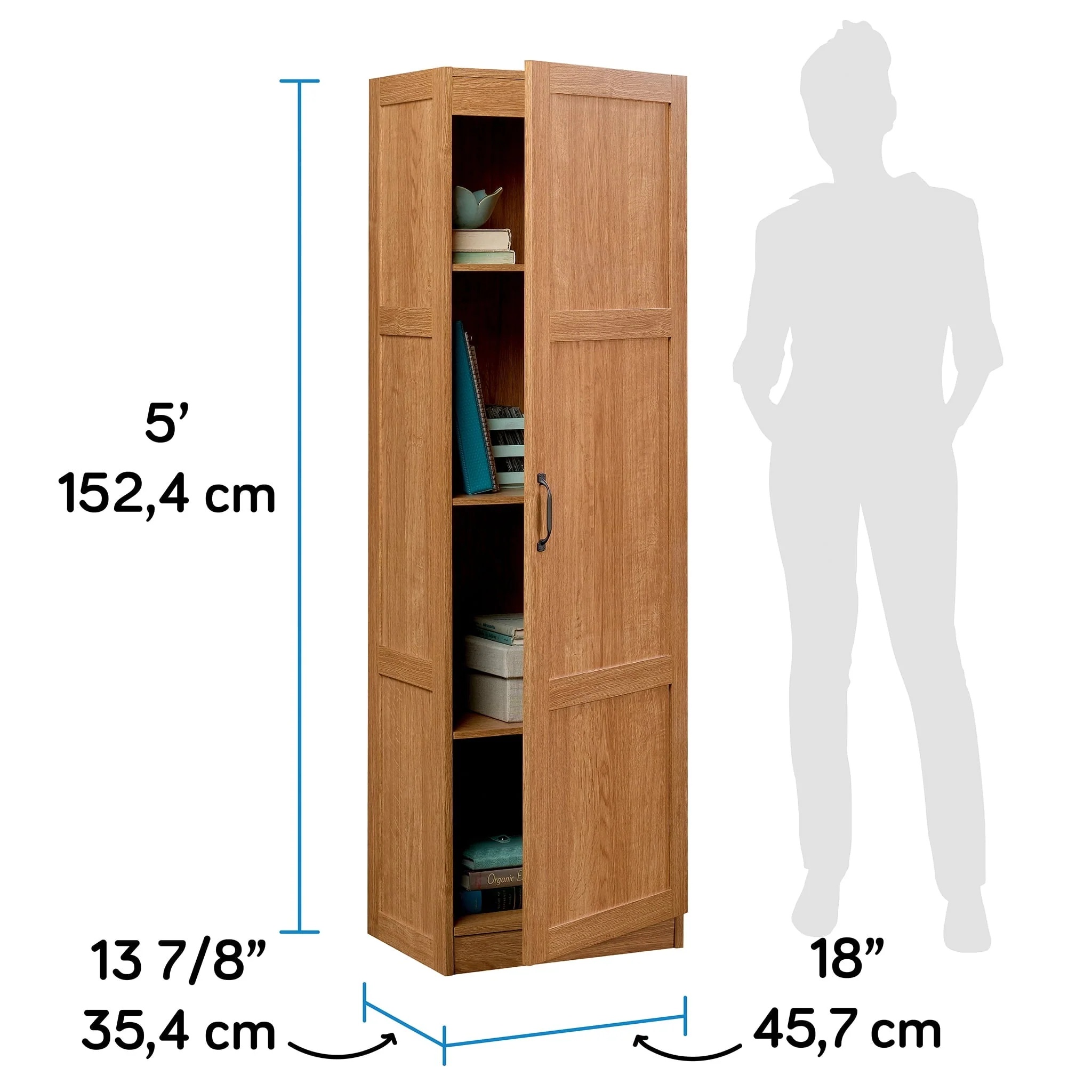 Sauder Storage Cabinet, Highland Oak Finish - Image 4
