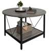 Dextrus Round Coffee Table with Storage, Rustic Living Room Tables with Sturdy Metal Legs, OAK - Image 6