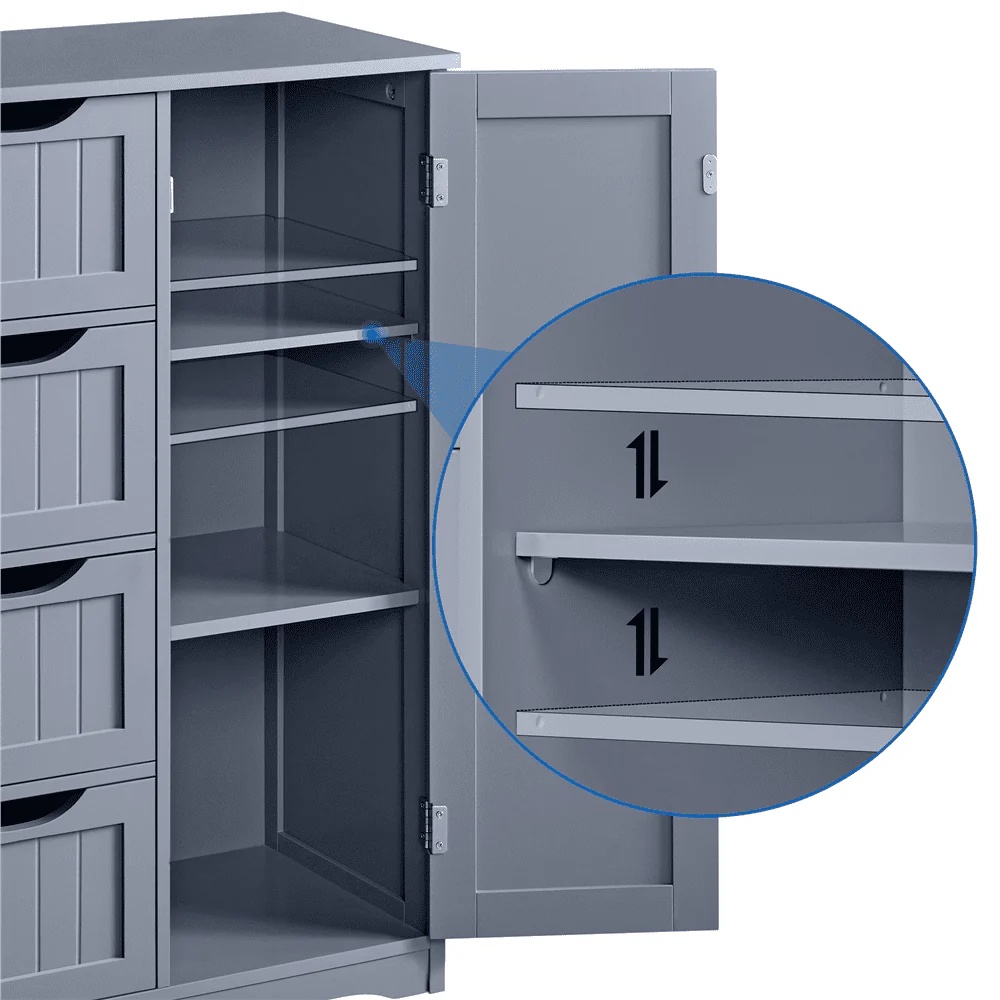 Easyfashion Wooden Bathroom Cabinet Bathroom Storage Unit with 4 Drawers, Gray - Image 7