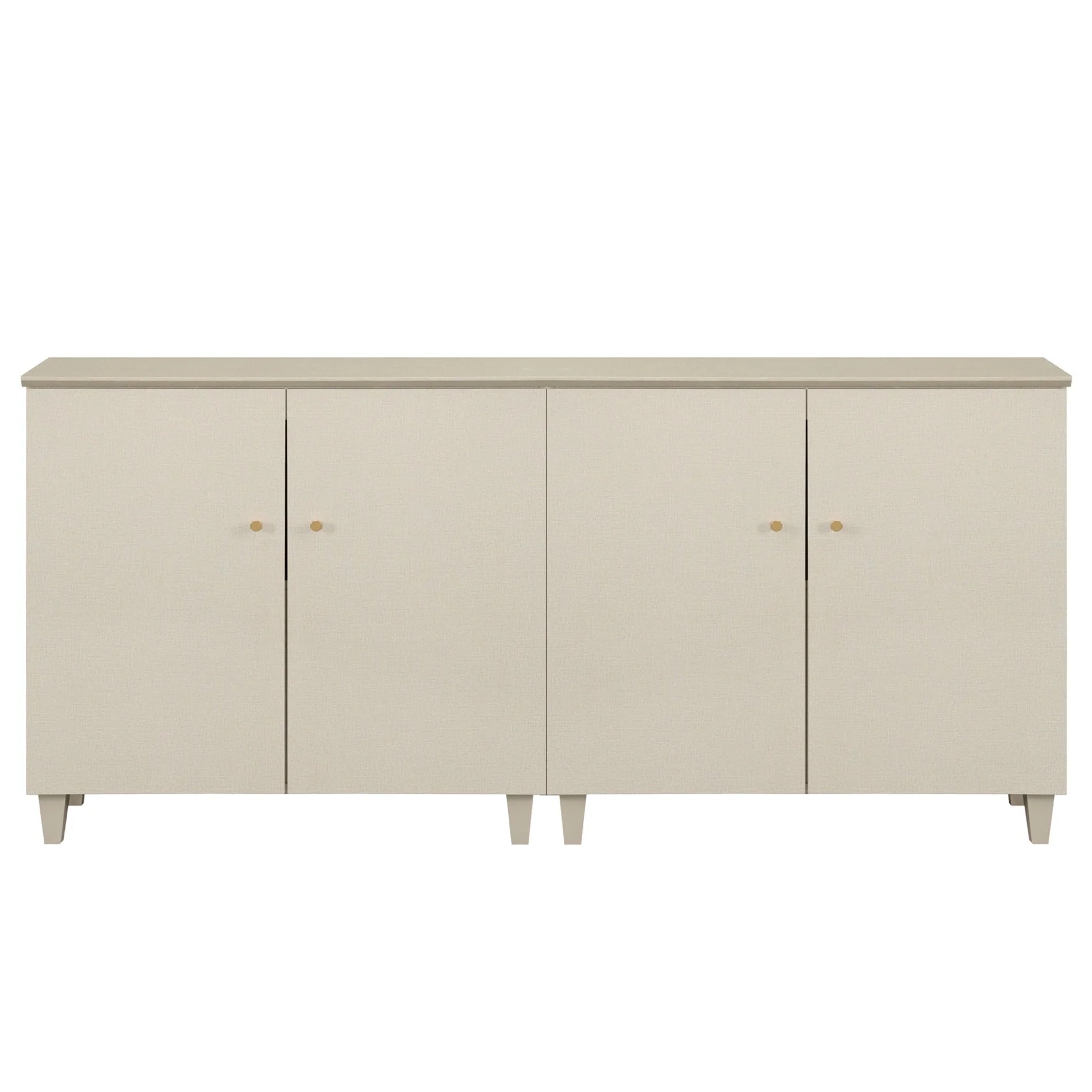 Sideboard Buffet Server Cabinets with Doors, 70.8" Kitchen Wood Coffee Bar Table, 2 -In-1 Storage Cabinets with 6 Compartments for Dining Room, Living Room, Entryway, Beige Faux Linen Textured Finish - Image 2