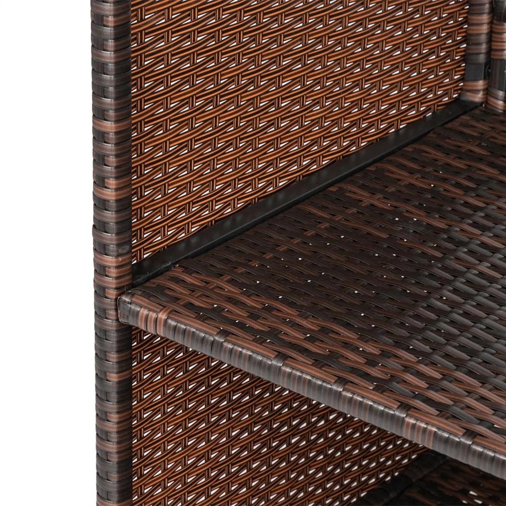 UBesGoo Outdoor Patio Rattan Wicker Bar Counter Table with 2 Storage Shelves - Image 8