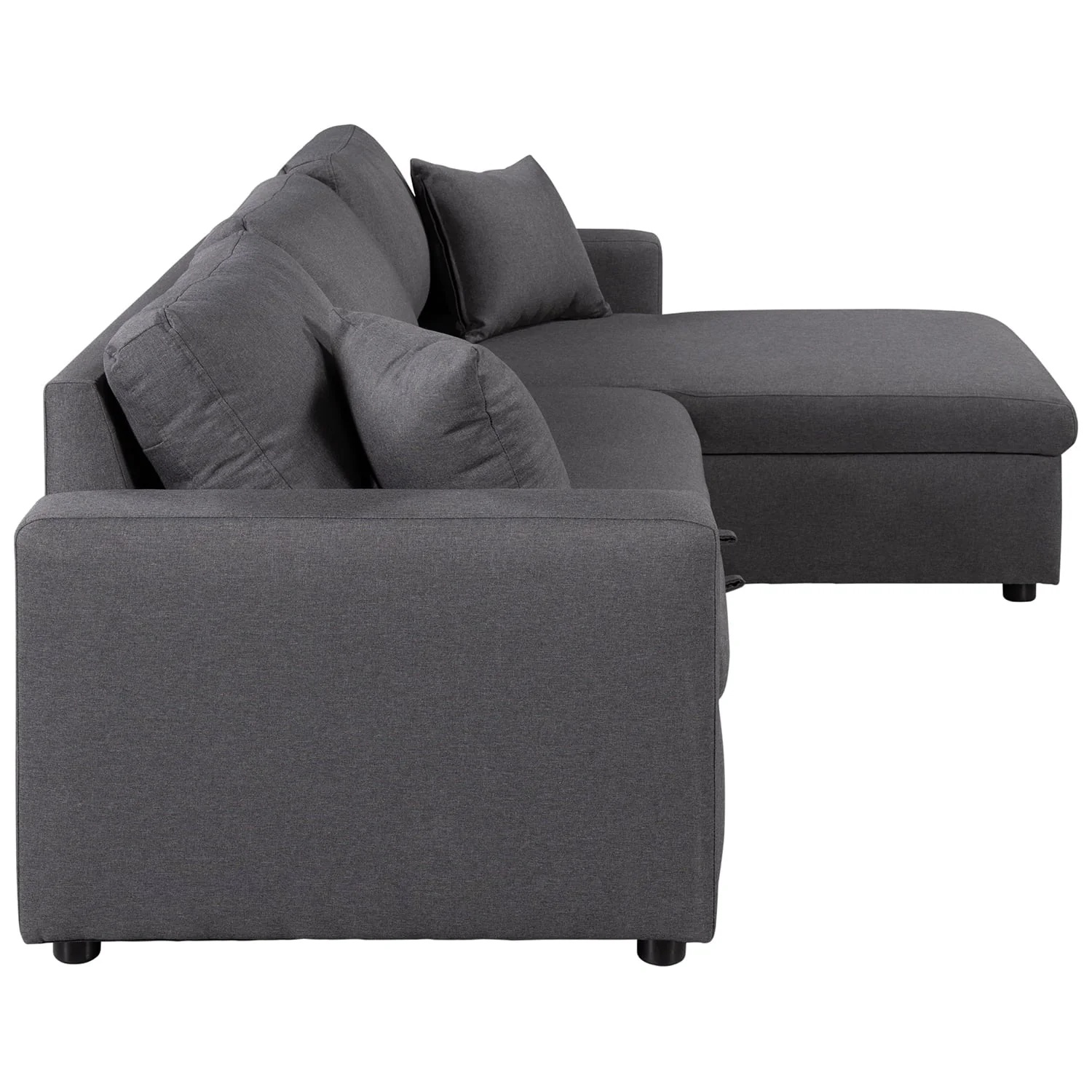 Churanty Upholstery Sleeper Sectional Sofa Pull Out Bed with Storage Chaise,Gray - Image 20