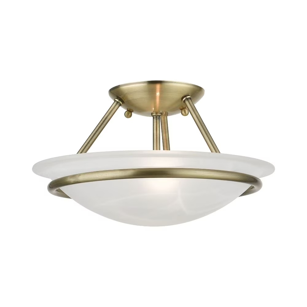 Livex Lighting Newburgh Black/White Stainless Steel/Alabaster Glass Ceiling Mount - Image 5