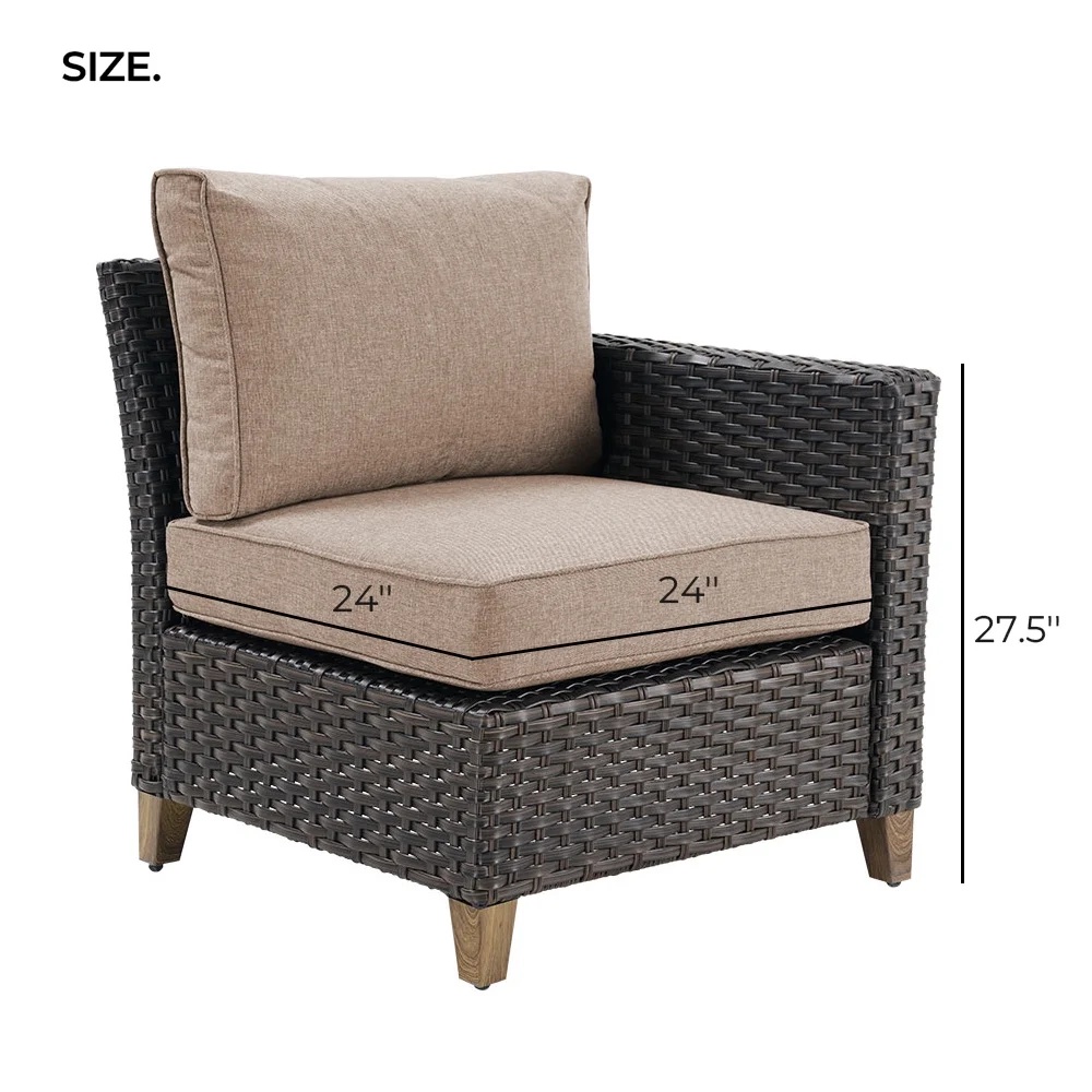 Grand Patio Outdoor Furniture, Patio Wicker Sectional Sofa Modular Furniture Set, Left Arm Sofa, Beige - Image 2