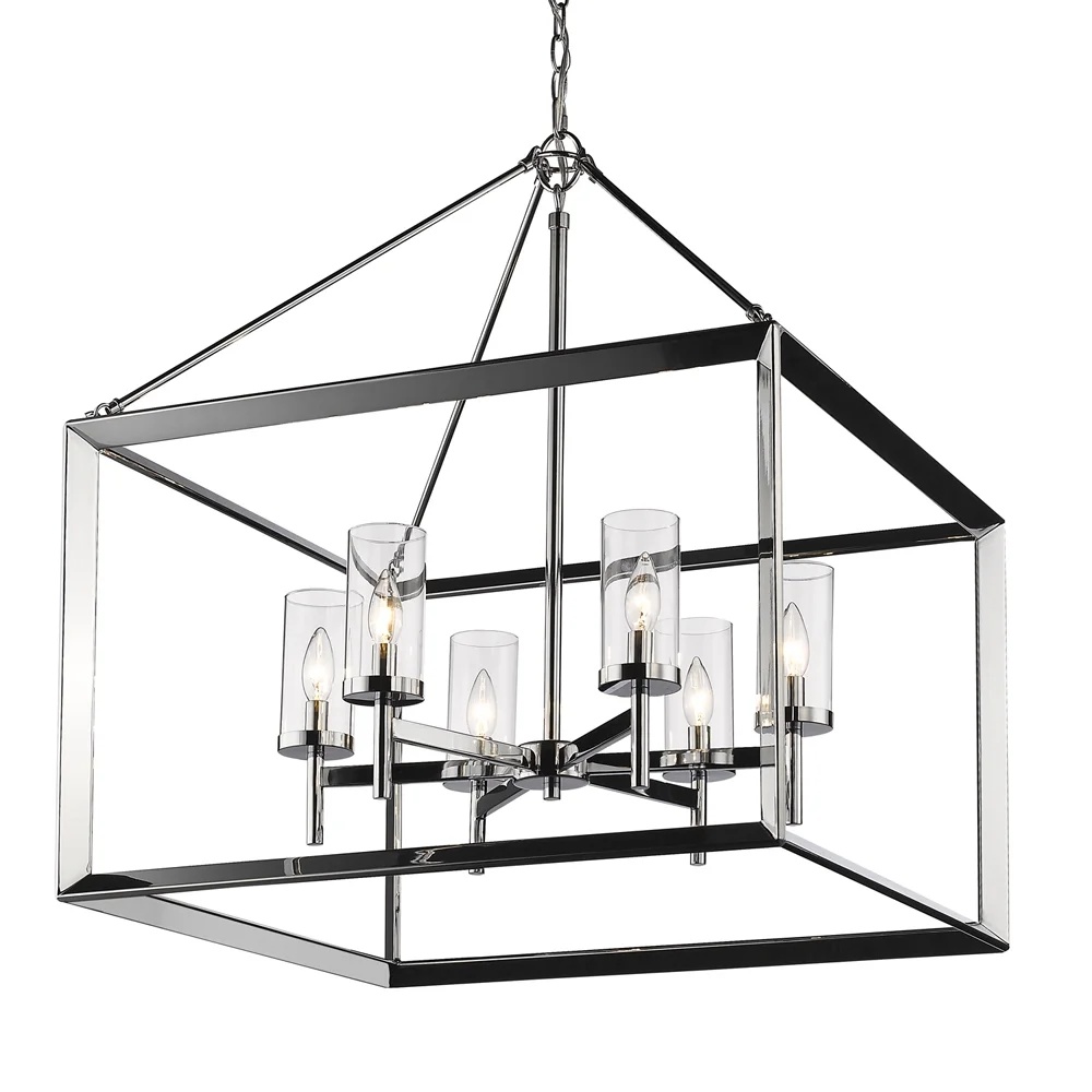 Golden Lighting Smyth 6-Light Chandelier in Chrome with Clear Glass - Image 5