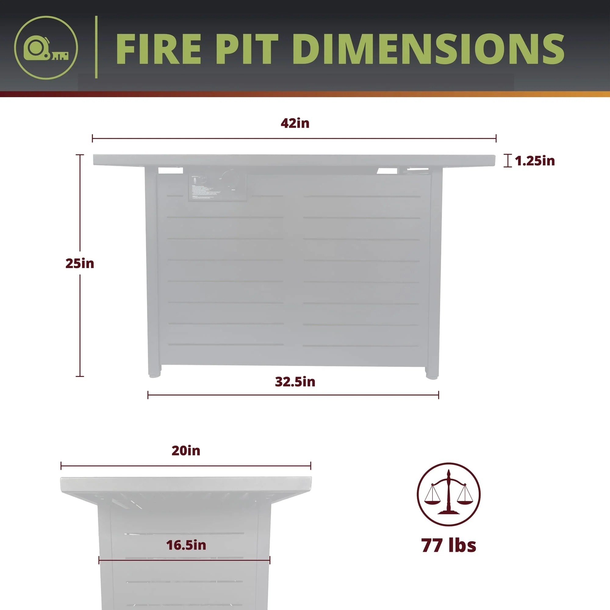 Kinger Home 42 inch Outdoor Propane Fire Pit Table for Patio, 50,000 BTU CSA Certified, Aluminum Frame, Lid, Weather Cover, Lava Rocks - Image 8