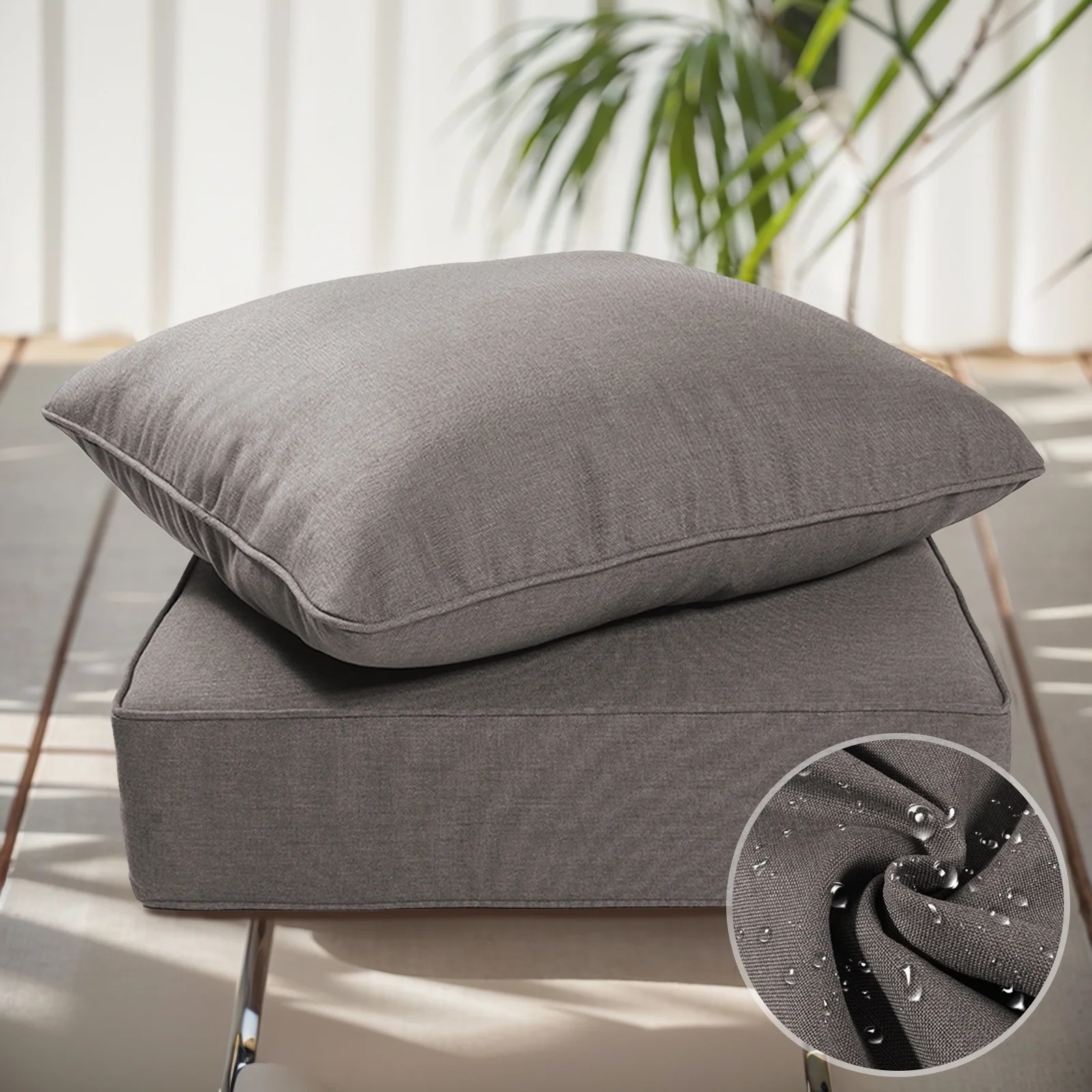 Terraloom 6 Inch Outdoor Cushions 24x24" - Water Resistant 2 Set Deep Seating Patio Chair Back&Seat Cushion for Wicker Rocking Swivel Chairs Loveseat Couch Sectional Sofa in Beige - Image 46