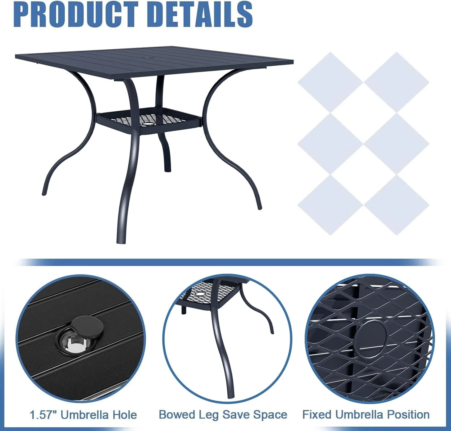 SUNCROWN 7-Piece Outdoor Wrought Iron Chairs and Table Patio Dining Furniture Set - 6 Stackable Metal Chairs, 1 Steel Slat Bistro Table and 1 Brown 9Ft Patio Umbrella for Garden Backyard Deck - Image 23