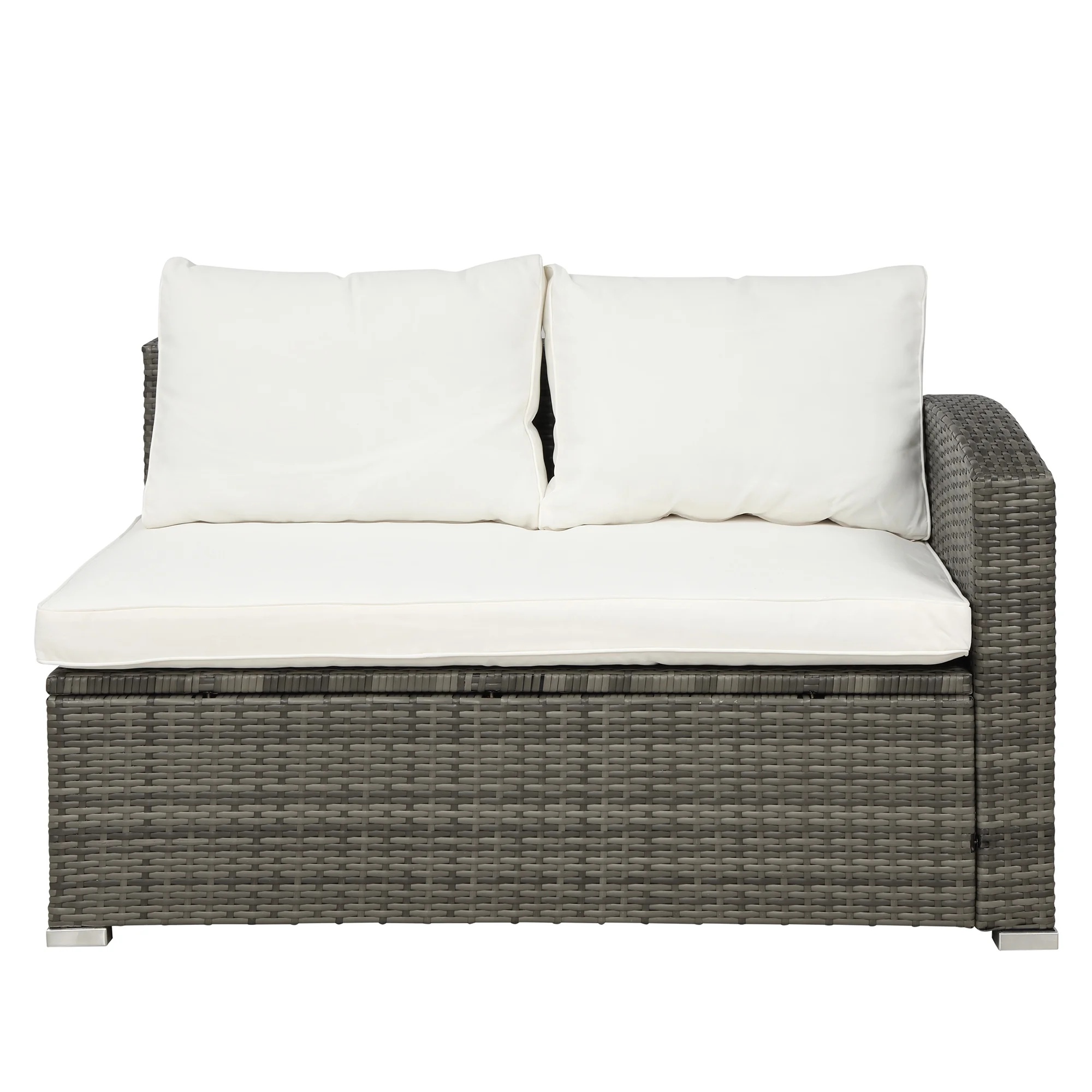 UHOMEPRO 4-Piece Rattan Patio Furniture Sets, All-Weather PE Wicker Patio Conversation Set with Storage Box, Glass Coffee Table, Outdoor Sectional Sofa Set for Backyard Patio Garden Poolside, Gray - Image 22