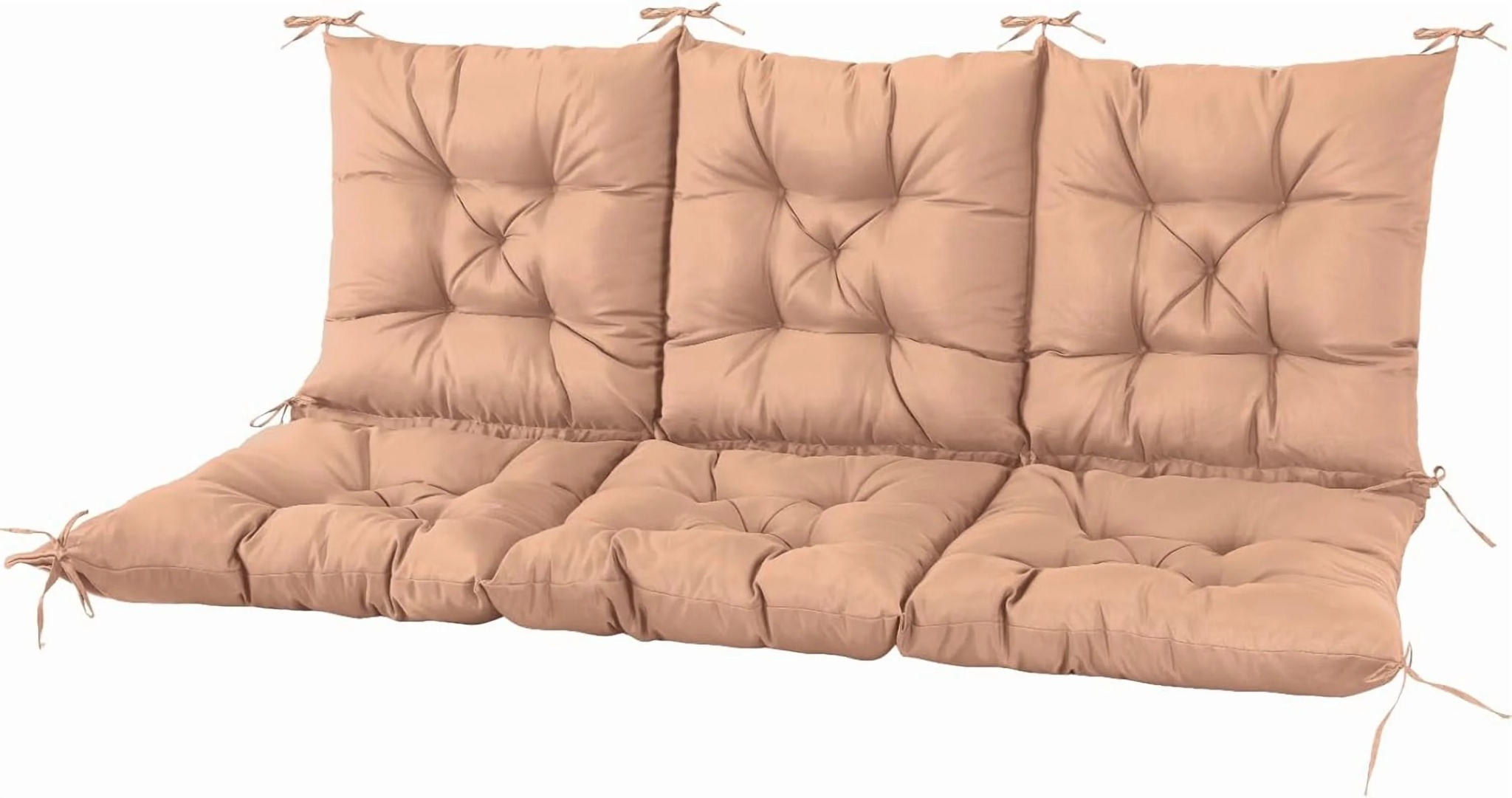 NACATIN 3 Seat Cushion for Outdoor Swing - 60x40 inches, 4" Thick Porch Swing Cushions with Ties and Storage Bag, Waterproof Bench Replacement Cushions for Patio, Outdoor, Backyard and Garden (Khaki) - Image 3