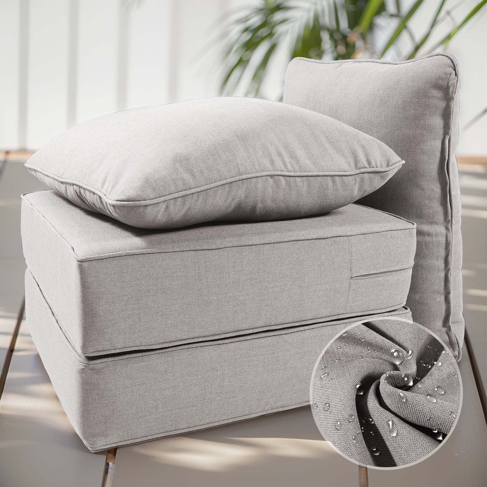 Terraloom 6 Inch Outdoor Cushions 24x24" - Water Resistant 2 Set Deep Seating Patio Chair Back&Seat Cushion for Wicker Rocking Swivel Chairs Loveseat Couch Sectional Sofa in Beige - Image 13