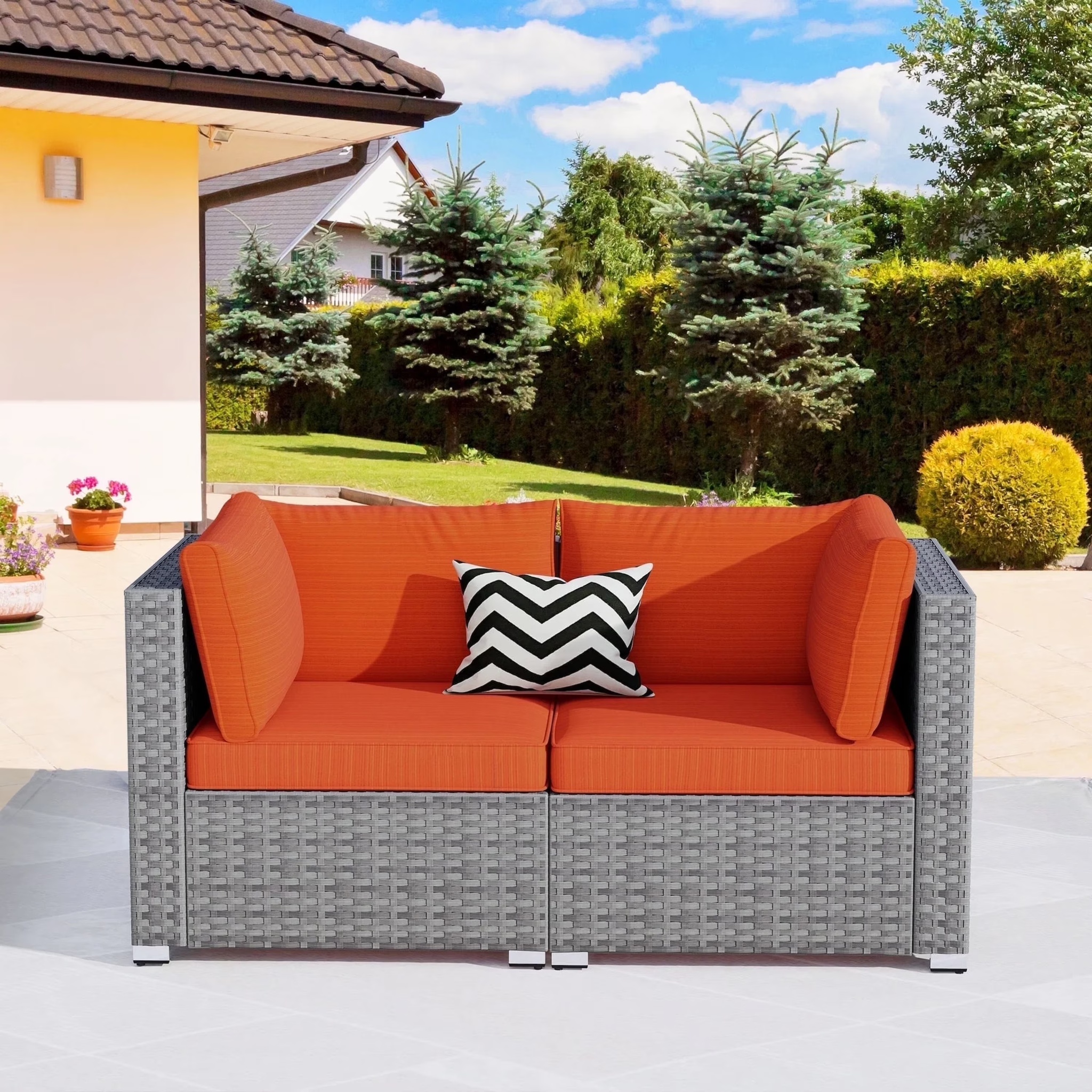 Vcatnet 11 Pieces Outdoor Patio Furniture Sets with Fire Pit Sectional Sofa All Weather Wicker Conversation Set with Swivel Glider Chairs, Black - Image 3