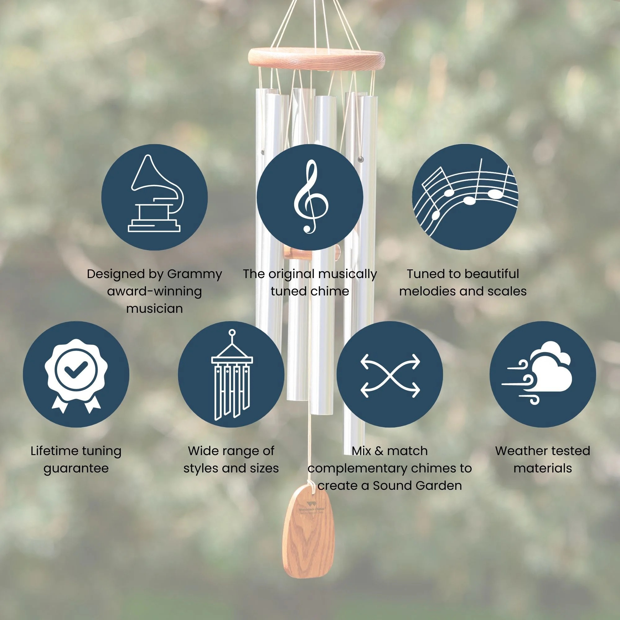 Woodstock Windchimes Heroic Windbell Harbor Gray, Wind Chimes For Outside, Wind Chimes For Garden, Patio, and Outdoor D-cor, 40"L - Image 6