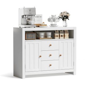 RichYa Sideboard Buffet Cabinet with Storage with 3 Drawers 2 Doors Wood Coffee Bar for Kitchen Dining Room Entryway