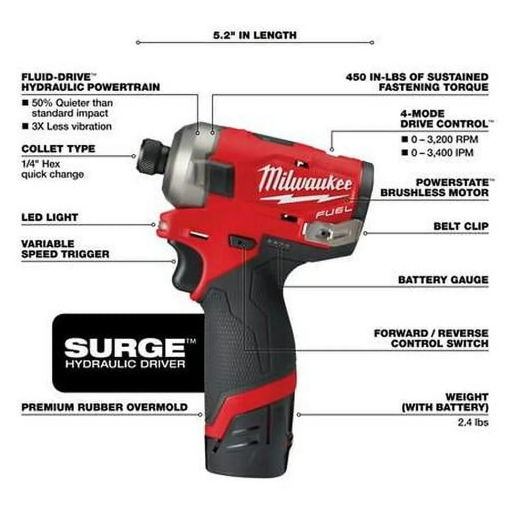 M12 FUEL SURGE 1/4 in. Hex Hydraulic Driver Kit - Image 6