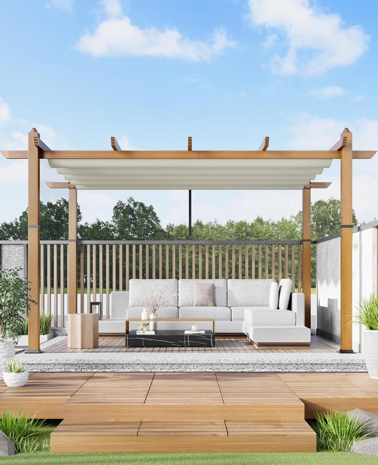 Outdoor Pergola with Adjustable Roof,Modern Metal Patio Aluminum Pergola,Reinforced Frame Outdoor Shelter with Sun Shade Canopy,Shade Cover for Garden,Backyard and Deck - Image 10