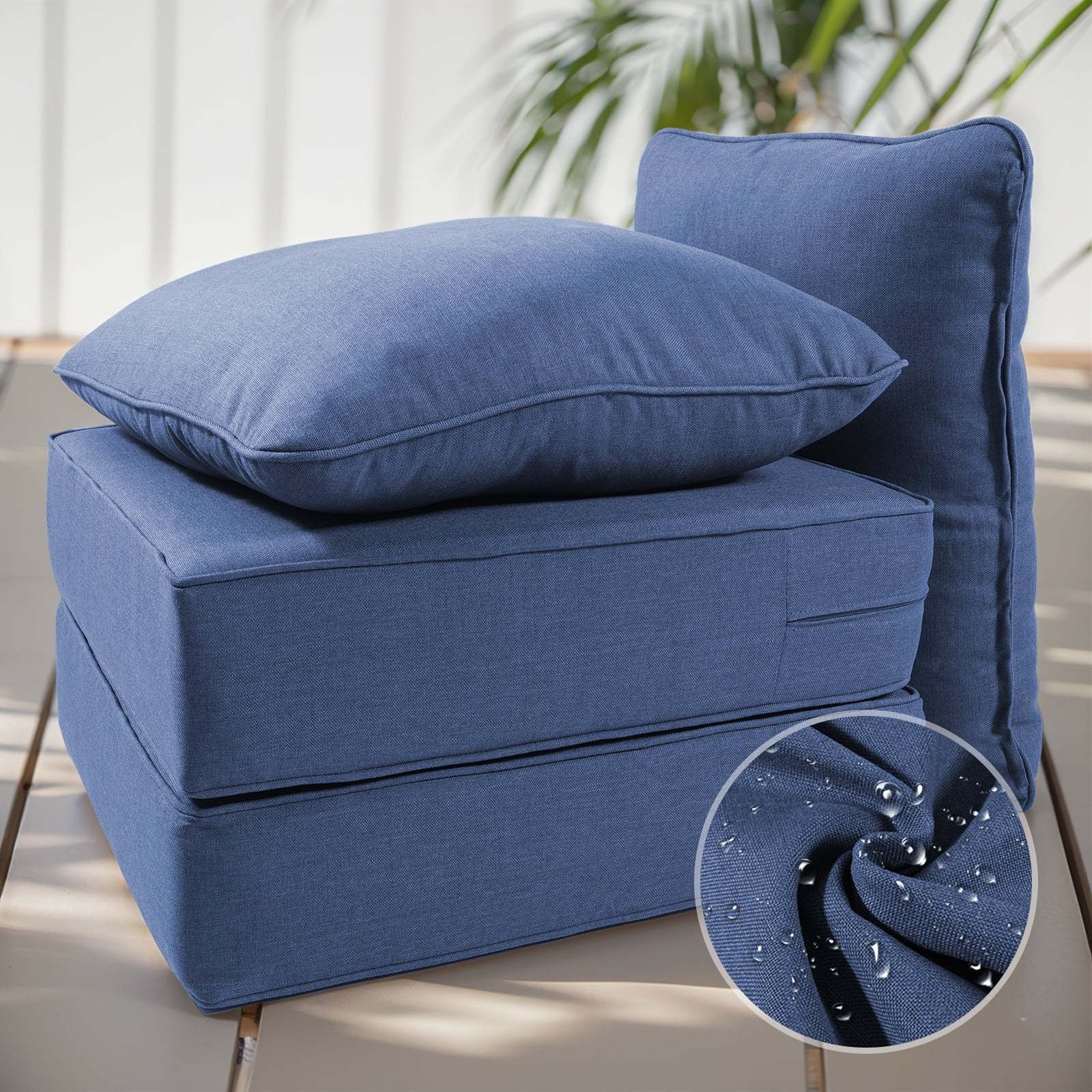 Terraloom 6 Inch Outdoor Cushions 24x24" - Water Resistant 2 Set Deep Seating Patio Chair Back&Seat Cushion for Wicker Rocking Swivel Chairs Loveseat Couch Sectional Sofa in Beige - Image 64