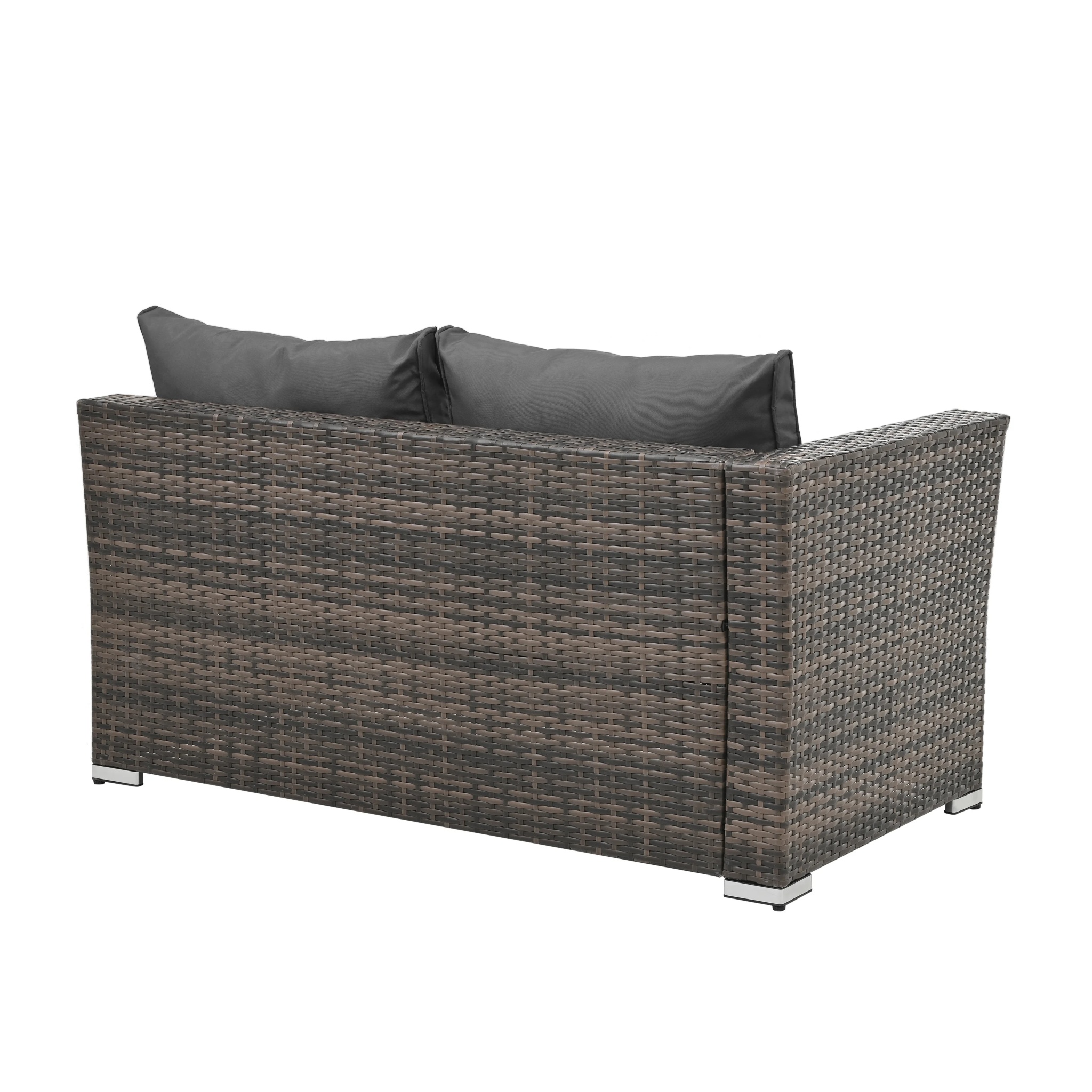 6 Pieces Wicker Patio Furniture Set Outdoor Conversation Set, All Weather PE Rattan Sectional Sofa Couch with Storage Table and Cushions, Beige - Image 17