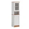 63" Tall Slim Open Shelf Plus Top and Bottom Enclosed Storage Kitchen Pantry in Beech - Image 8