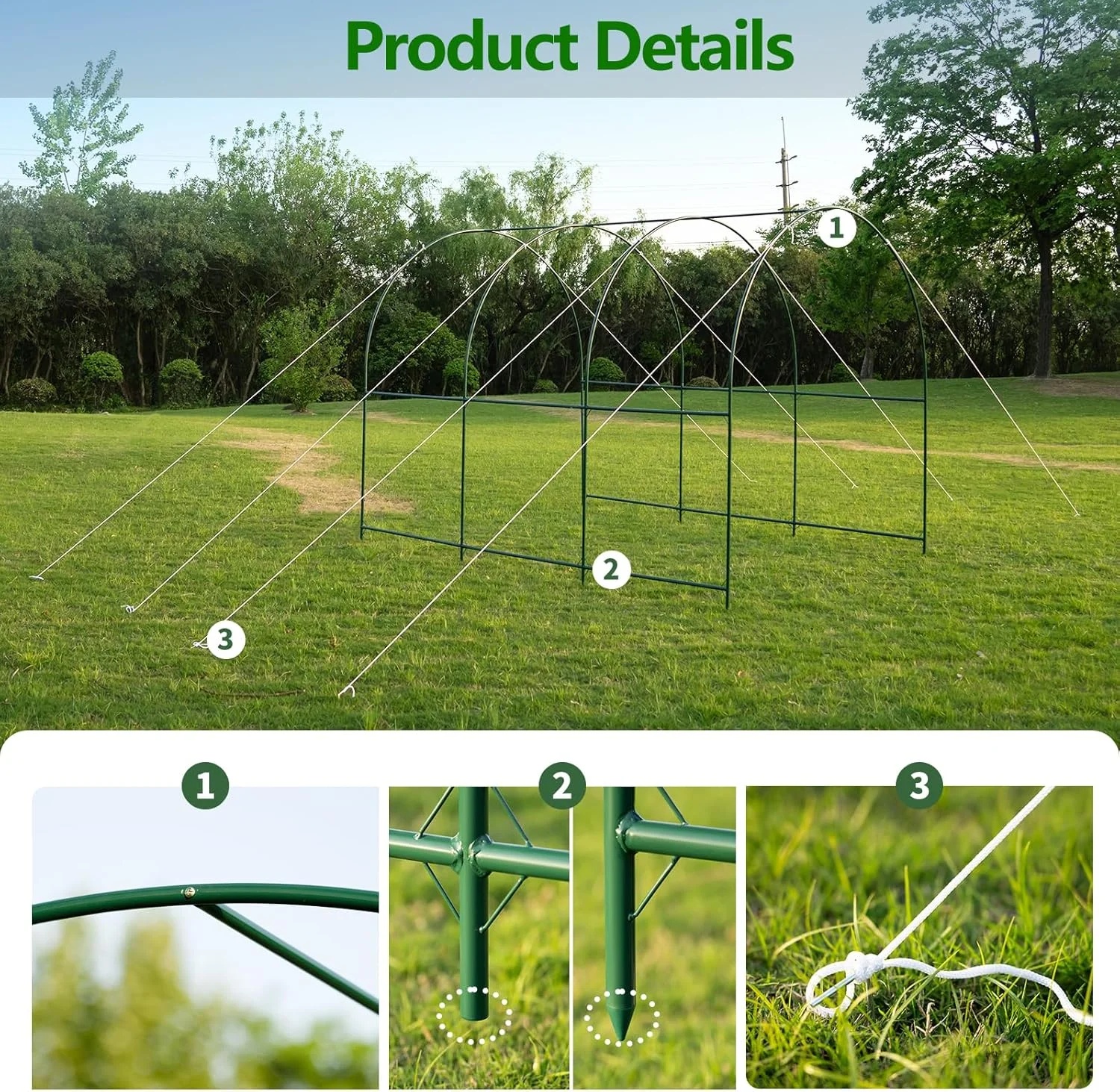 SHZOND Metal Garden Support Arch Frame for Climbing Plants, 158 x 84.6 x 86.6 Inch Large Plant Climbing Arbor Arch for Vines, Weddings & Backyard Decoration (Green) - Image 6