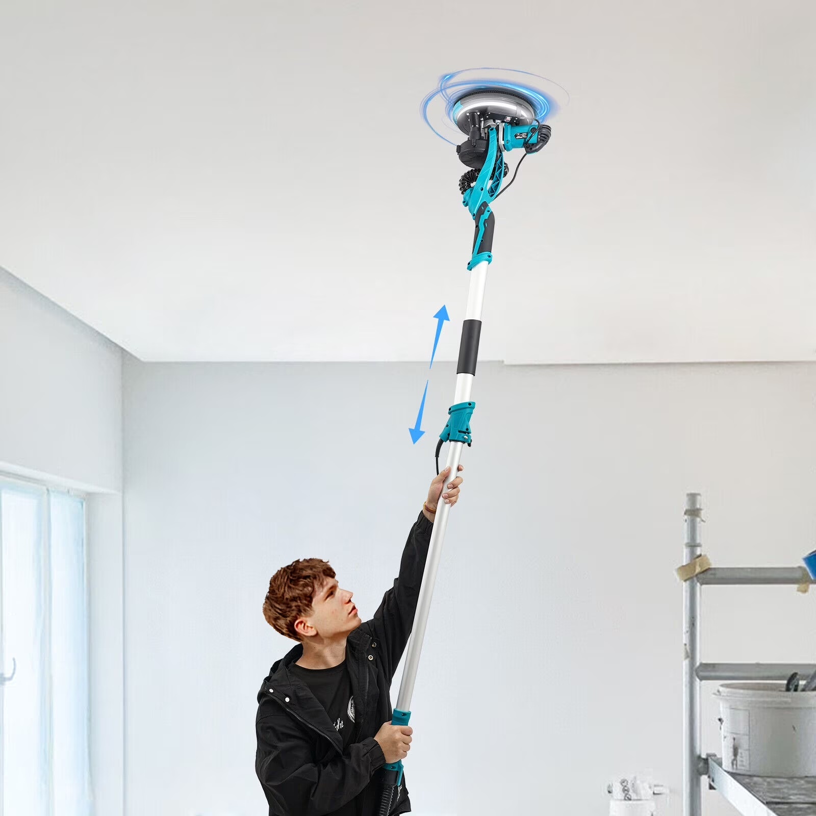 6 Gear Speed Orange Aluminum Alloy Electric Drywall Sander Vacuum with Dust Collection for Electric Ceiling and Wall - Image 3