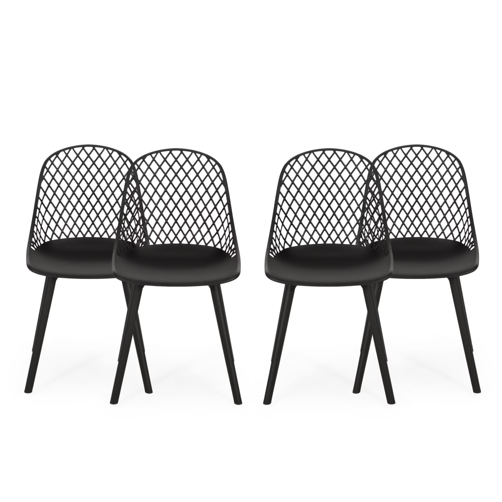 Noble House Lily Plastic Patio Dining Side Chair in White (Set of 4) - Image 5