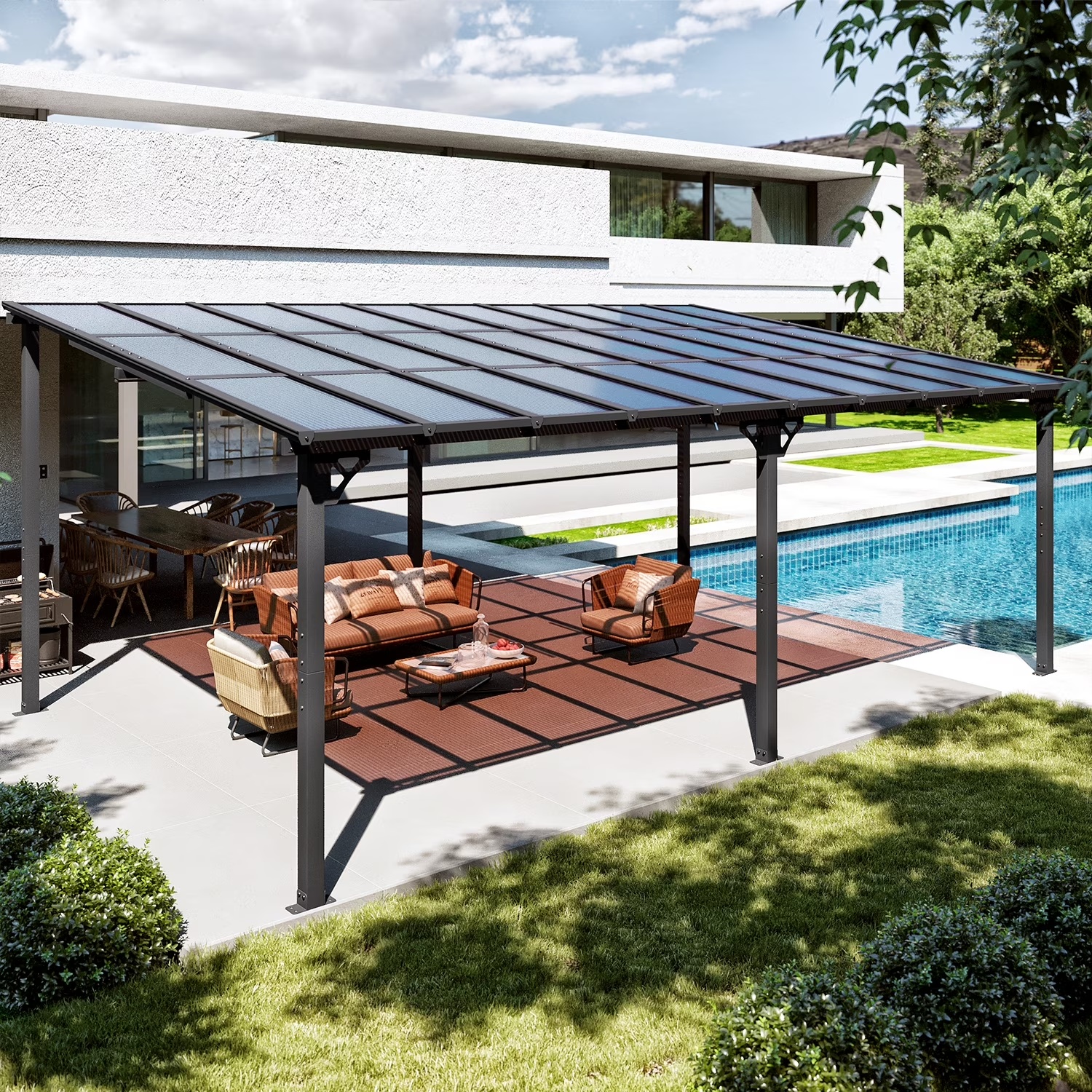 Sumnthink 10'x12' Gazebo for Patio, Gazebo Pergola with Sloped Roof, Large Wall-Mounted Heavy Duty Awnings, for Patio, Deck and Backyard - Image 3