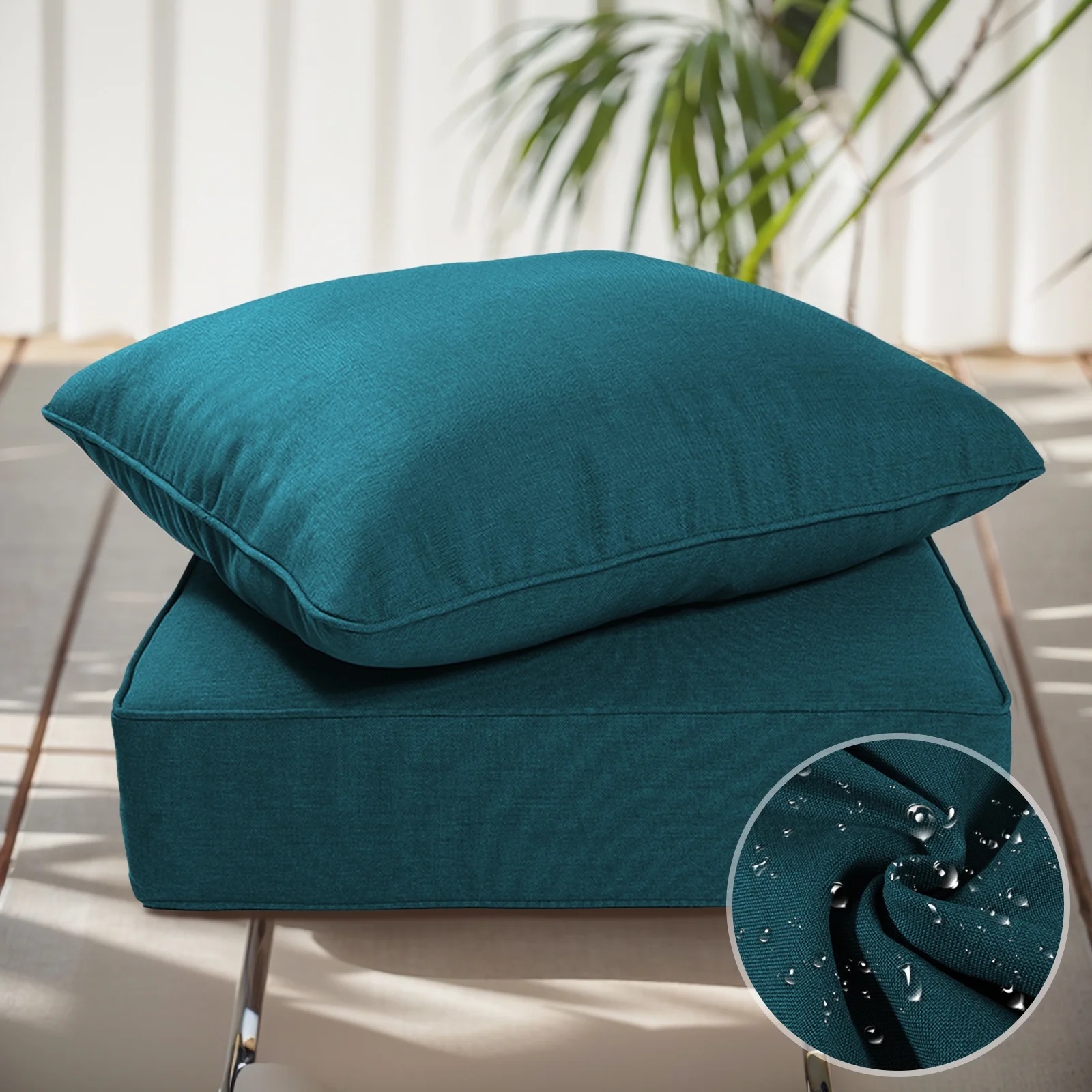 Terraloom 6 Inch Outdoor Cushions 24x24" - Water Resistant 2 Set Deep Seating Patio Chair Back&Seat Cushion for Wicker Rocking Swivel Chairs Loveseat Couch Sectional Sofa in Beige - Image 72