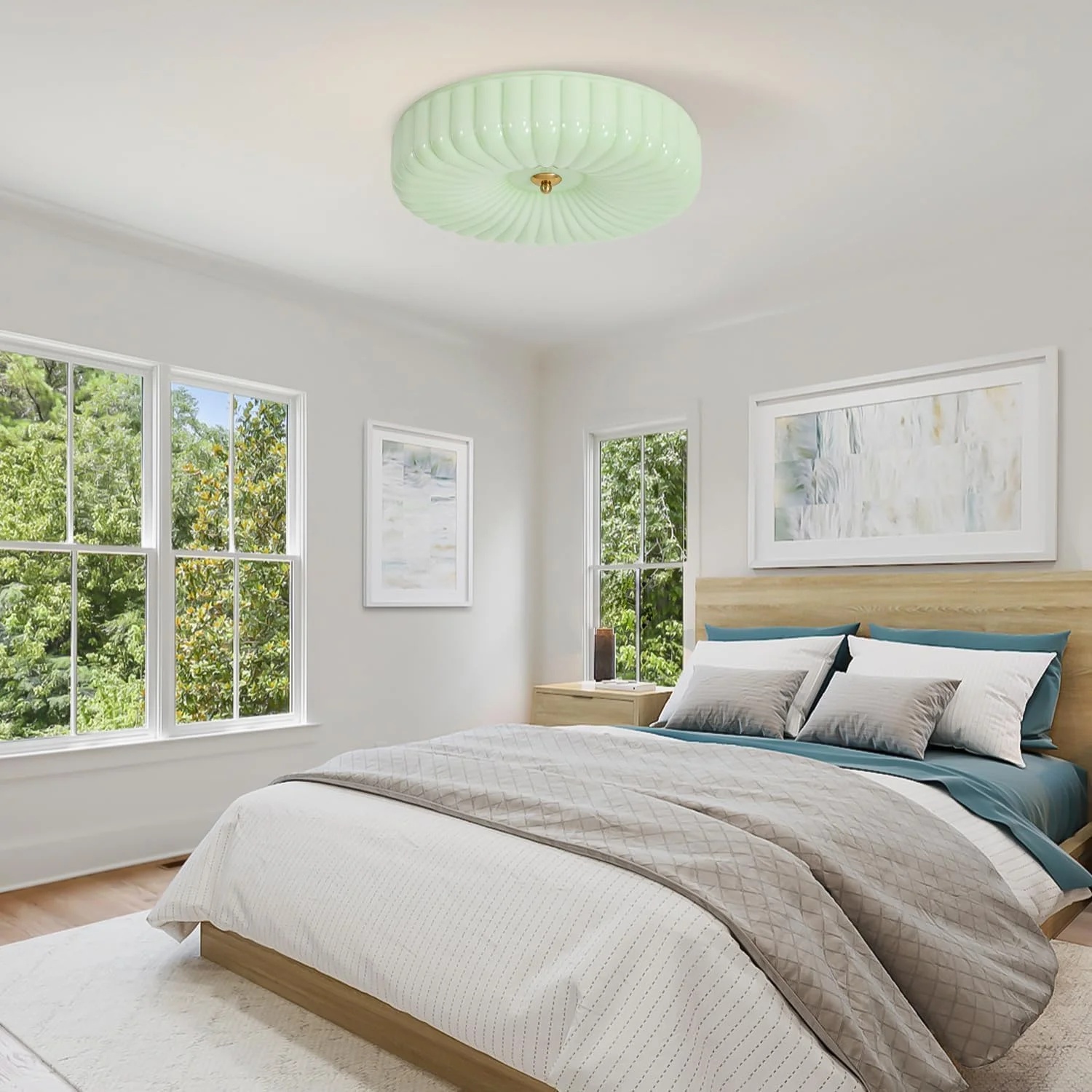 KCO Lighting Mid Century Modern LED Ceiling Lights Mint Green Glass Ceiling Lamp Large Hallway Ceiling Light - Image 33