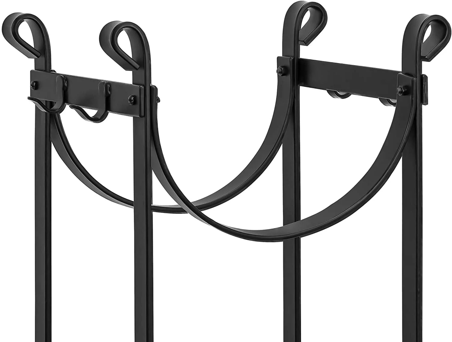 Amagabeli 30.7in Tall Fireplace Log Rack with 4 Tools Indoor Outdoor Firewood Holders Lumber Storage Stacking Black Wrought Iron Logs Bin Holder for Fireplace Tool Black - Image 5