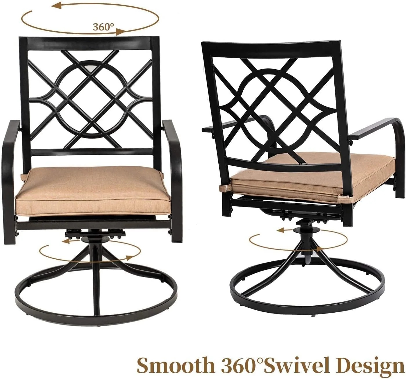 SUNCROWN 7-Piece Outdoor Wrought Iron Chairs and Table Patio Dining Furniture Set - 6 Stackable Metal Chairs, 1 Steel Slat Bistro Table and 1 Brown 9Ft Patio Umbrella for Garden Backyard Deck - Image 33