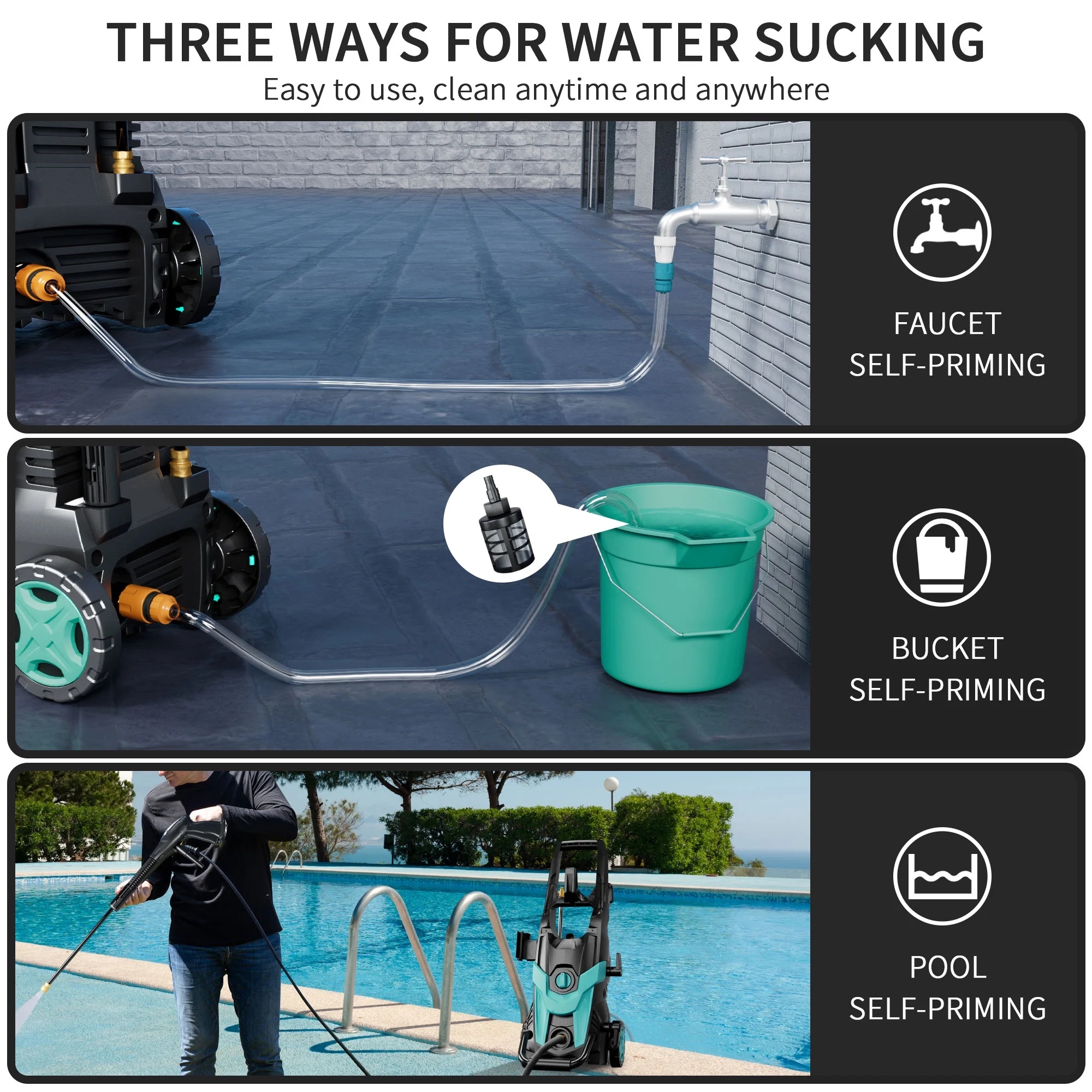 2024 Upgraded Electric Pressure Washer 4300 PSI 2.8 GPM Power Washer with Extra Hose, 23ft Hose 35ft Power Cord, 4 Nozzle and Detergent Tank for Cars, Fences, Patio - Image 4