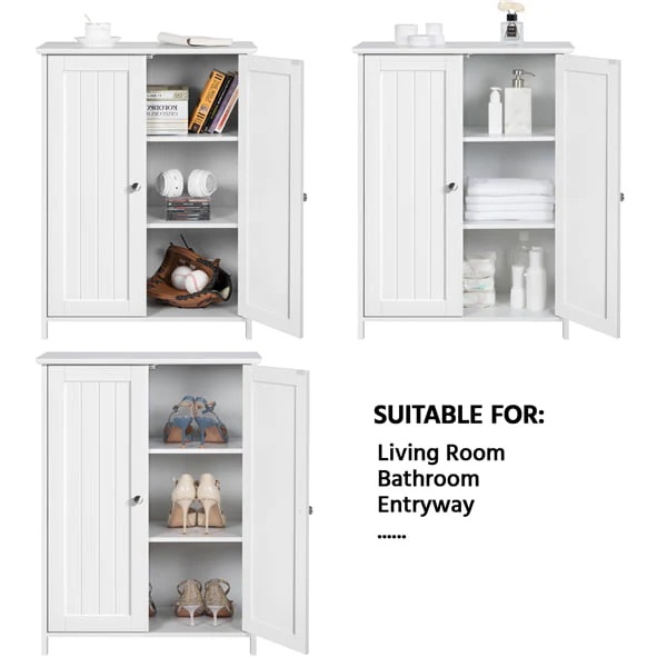 Alden Design Contemporary Storage Cabinet with 2 Doors and 2 Adjustable Shelves, White - Image 7