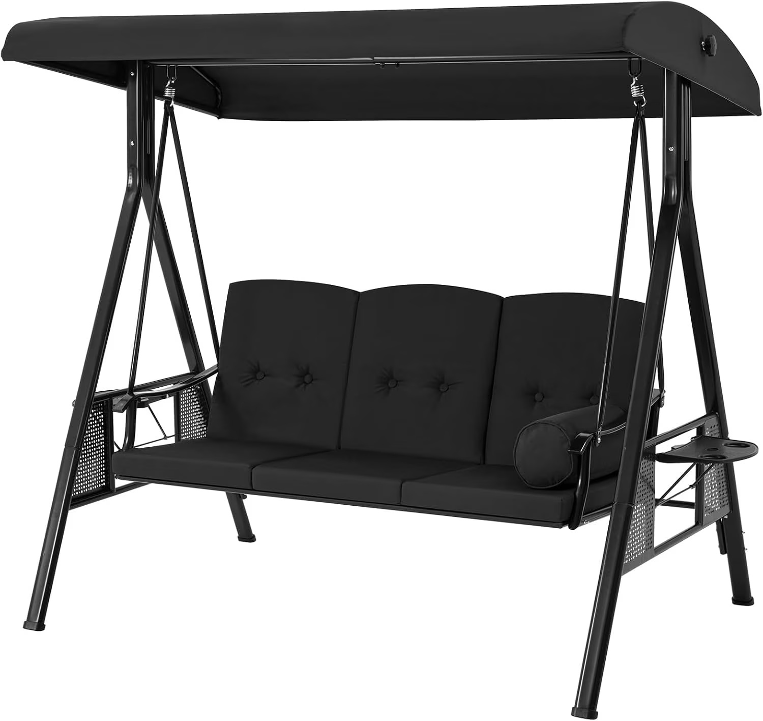 AECOJOY 3 Persons Outdoor Patio Canopy Steel Porch Swing Chair-Beige, Porch Swing - Image 3