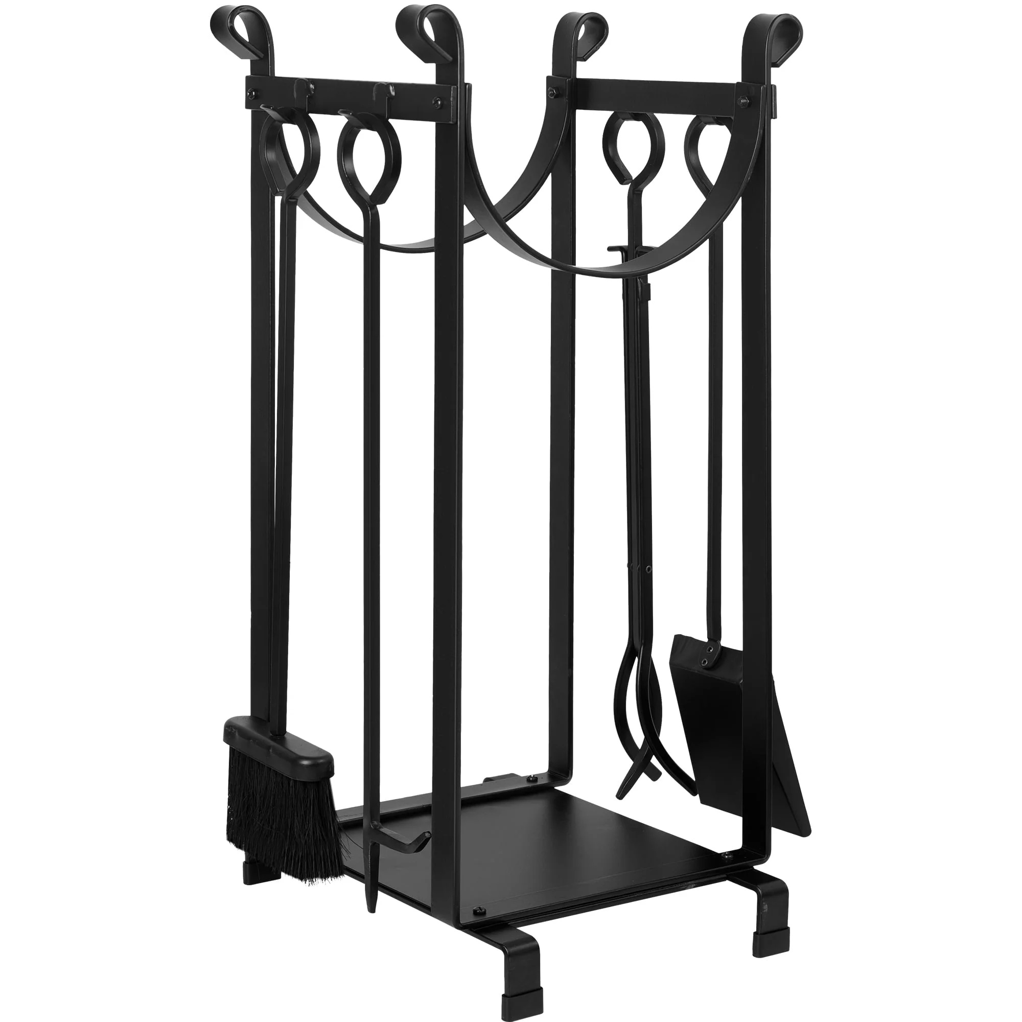 Amagabeli 30.7in Tall Fireplace Log Rack with 4 Tools Indoor Outdoor Firewood Holders Lumber Storage Stacking Black Wrought Iron Logs Bin Holder for Fireplace Tool Black - Image 2
