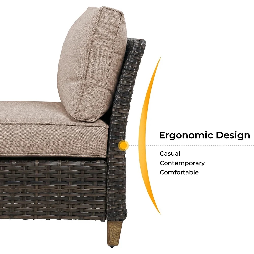 Grand Patio Outdoor Furniture, Patio Wicker Sectional Sofa Modular Furniture Set, Left Arm Sofa, Beige - Image 12