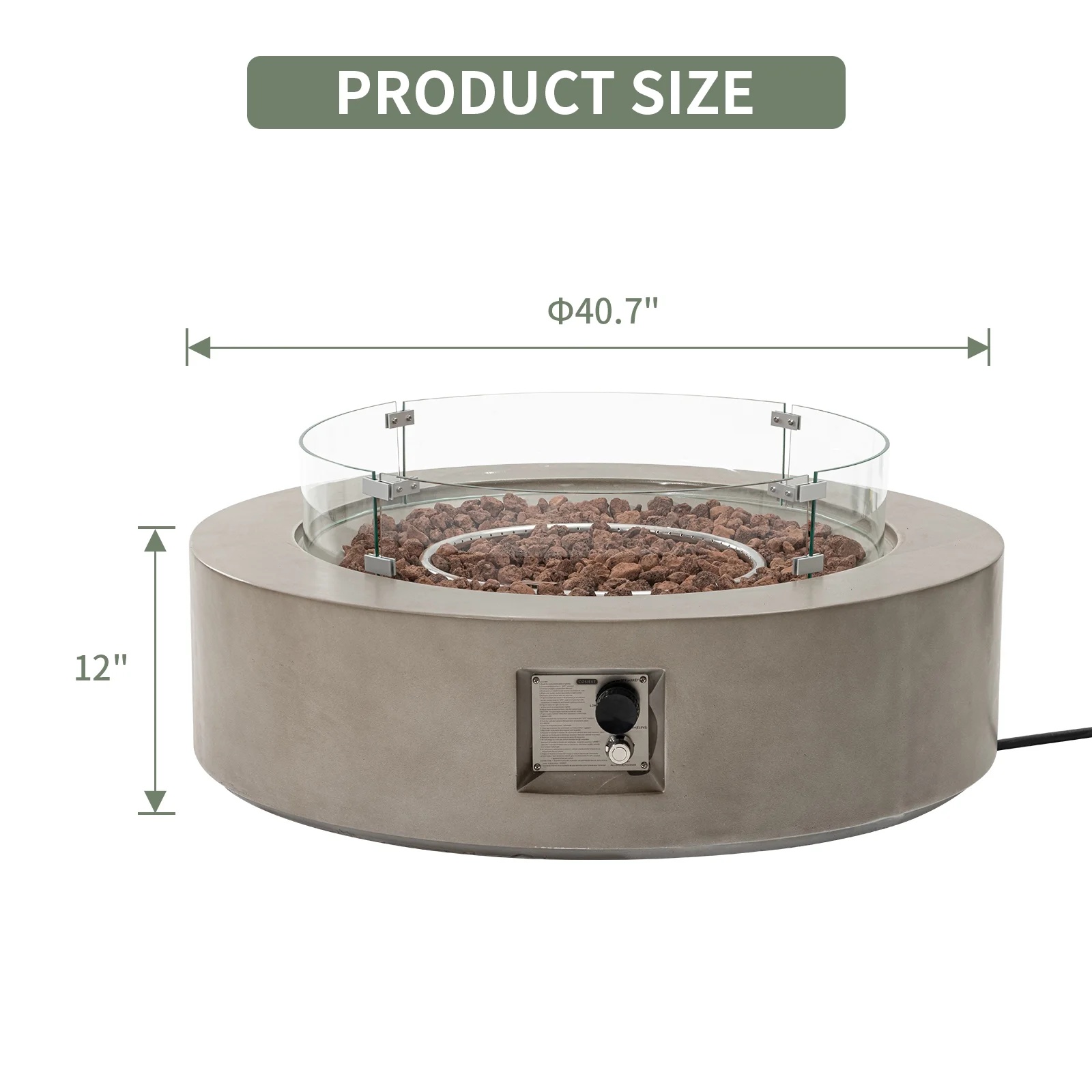 VENTOPYR 40.5-inch Outdoor Propane Fire Pit Coffee Table w Concrete Round Base Patio Heater, 50,000 BTU Stainless Steel Burner, Free Lava Rocks, Wind Guard, Rain Cover - Image 33