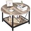Dextrus Round Coffee Table with Storage, Rustic Living Room Tables with Sturdy Metal Legs, OAK - Image 10