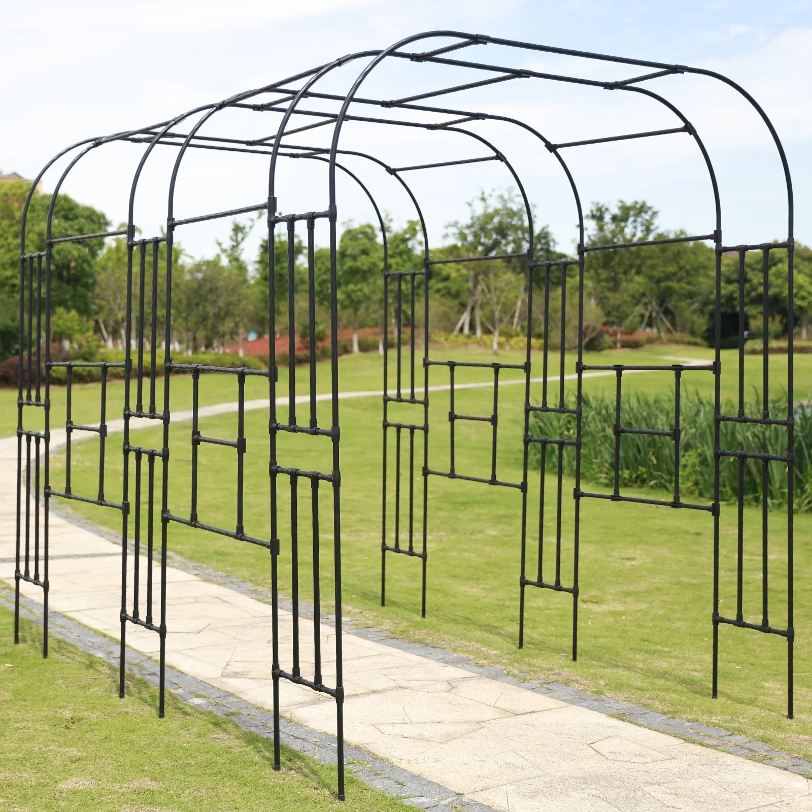 Garden Arch Trellis - Length: 126in, Height: 94.5in Garden Arch Arbor Trellis for Climbing Plants Outdoor - Garden Arch for Lawn, Party, Ceremony Wedding Decoration - Image 5