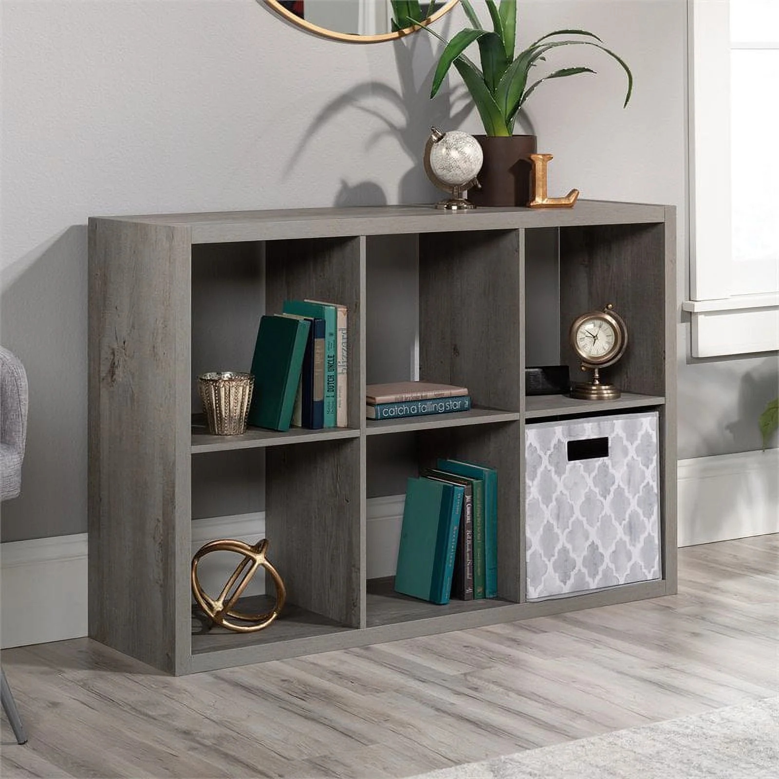 Sauder 6-Cube Organizer Storage Bookcase Mystic Oak, Mystic Oak Finish - Image 14