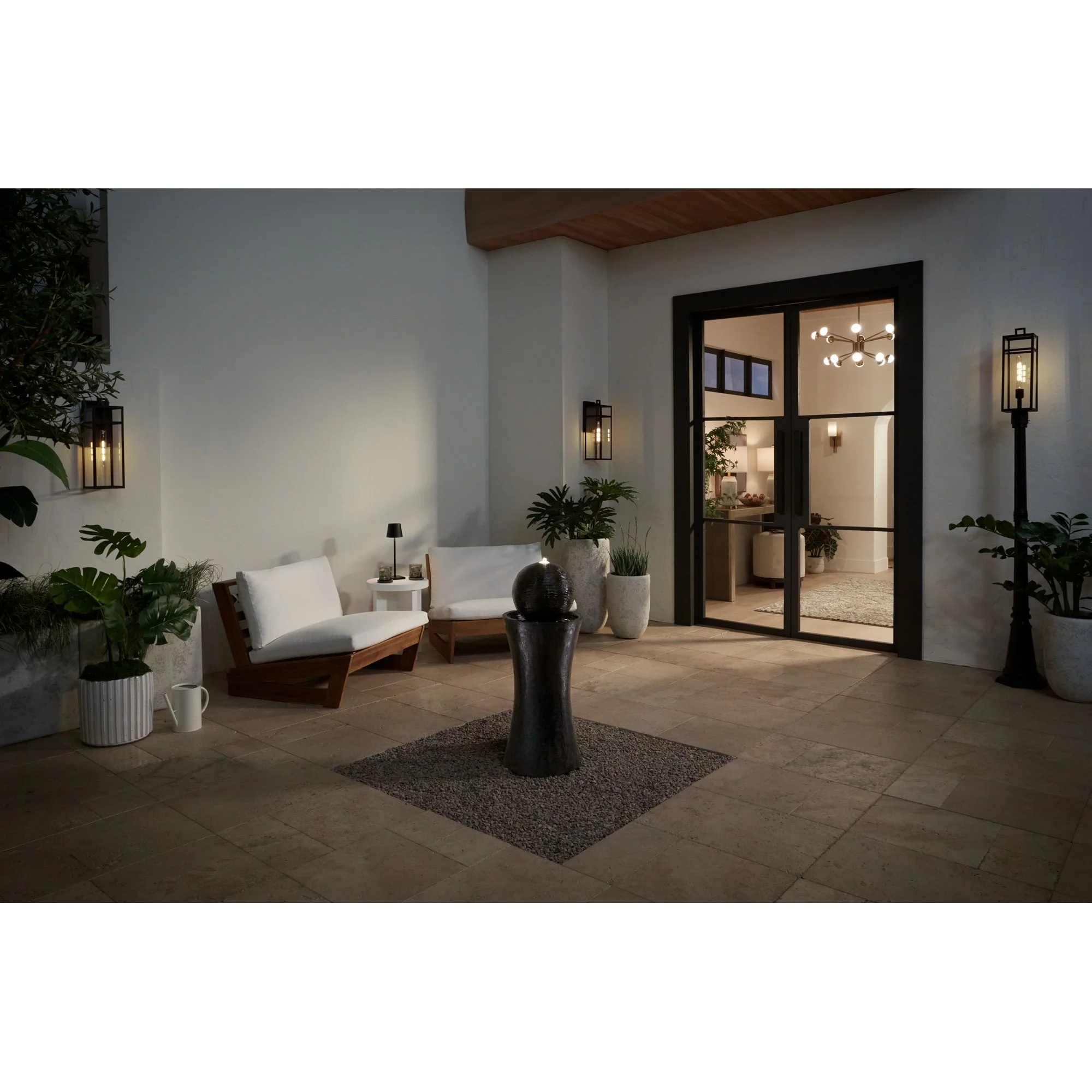 Dark Sphere 35 1/2" High Zen Modern Indoor Outdoor Decor Faux Stone Floor Fountain w/ Light LED Bubbler Pillar - Image 8