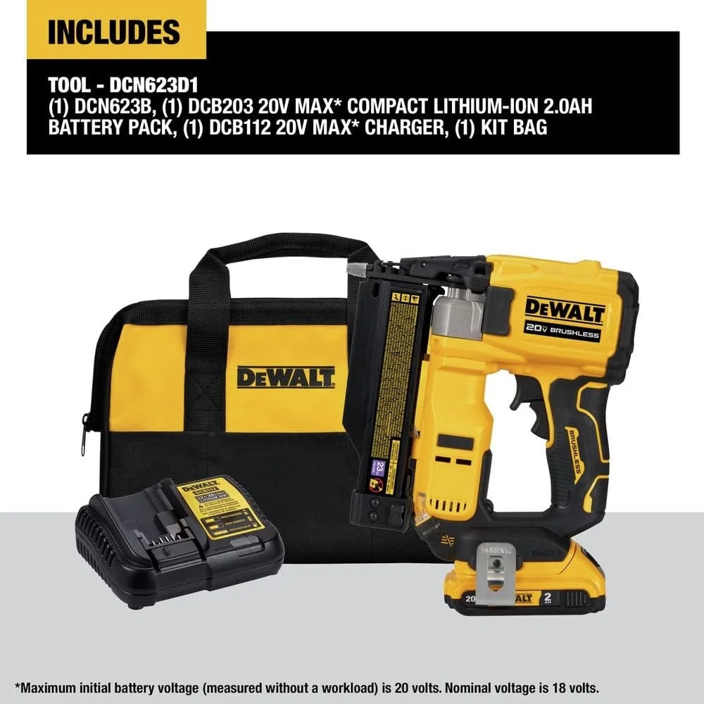 DeWalt DCN623D1 20-Volt MAX Atomic Compact Cordless Pin Nailer Kit, Brushless Motor, 23 Gauge, Battery - Quantity 1 - Image 3