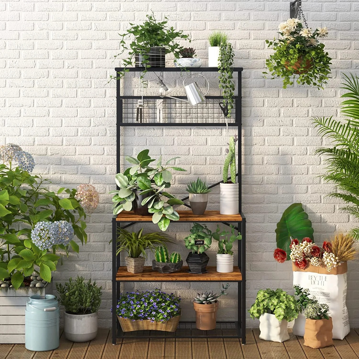 SOGES Kitchen Bakers Racks Kitchen Baker Storage Shelf Rack 3-Tier for Kitchen Standing Racks Brown - Image 9