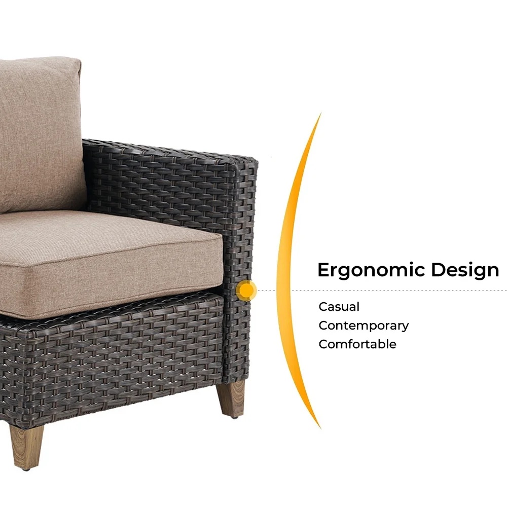 Grand Patio Outdoor Furniture, Patio Wicker Sectional Sofa Modular Furniture Set, Left Arm Sofa, Beige - Image 7