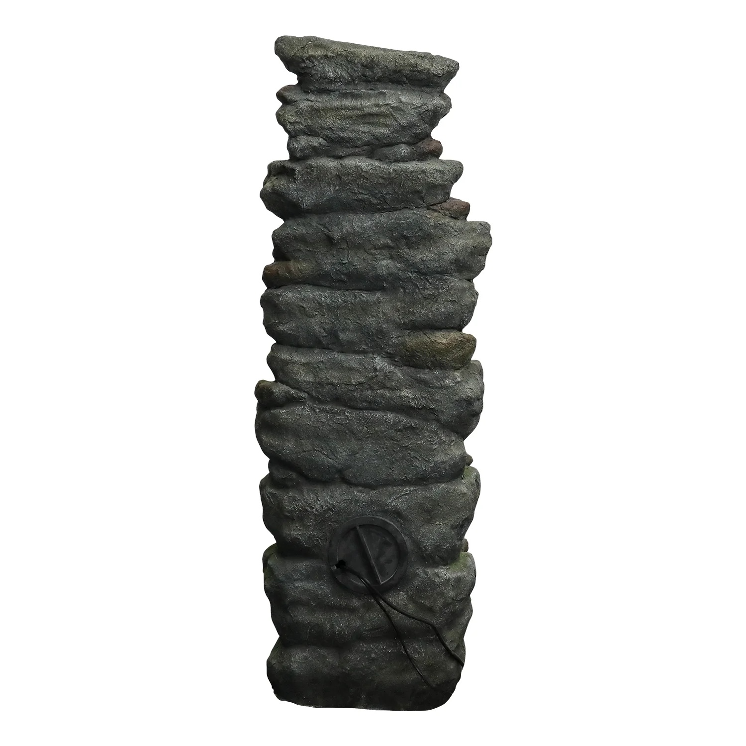 51" H Outdoor Water Fountain - 7-Tiers Rock Waterfall Fountain with LED Lights for Home Garden Decor - Image 9