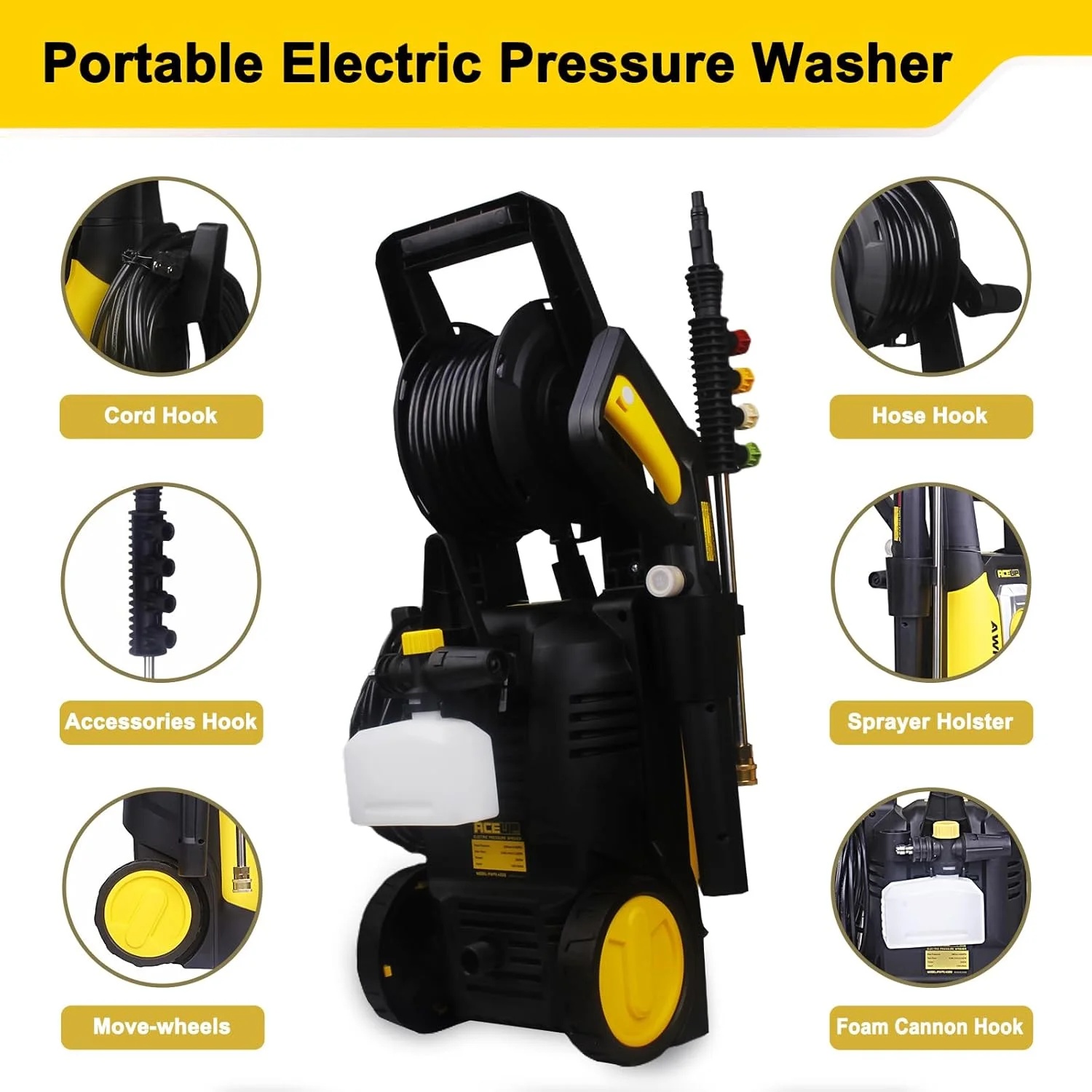 Aceup Energy 4000 PSI 2.6GPM Portable Electric Pressure Washer for Cars Fences Patios Driveways, Lightweight - Image 14