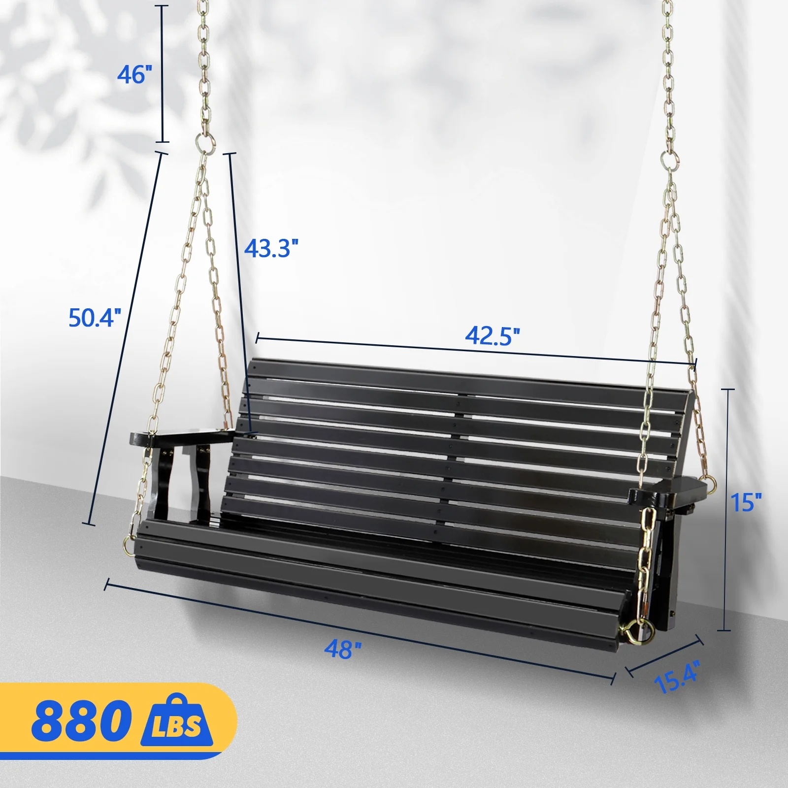 Ktaxon Patio Wooden Porch Swing for Courtyard & Garden, Heavy Duty 880 LBS Swing Chair Bench with Hanging Chains for Outdoors (White, 4 FT) - Image 14