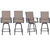 Sophia & William 2 Pcs Outdoor Swivel Metal Bar Stools Patio Height Textilene Chairs in Brown - Image 4