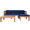 SYNGAR 5 Piece Wood Patio Furniture Set, Outdoor Seating Chat Set with Blue Cushions, Sectional Conversation Sofa Chairs Set with Coffee Table, for Balcony, Backyard, Poolside, Deck, Garden, D8126 - Image 6